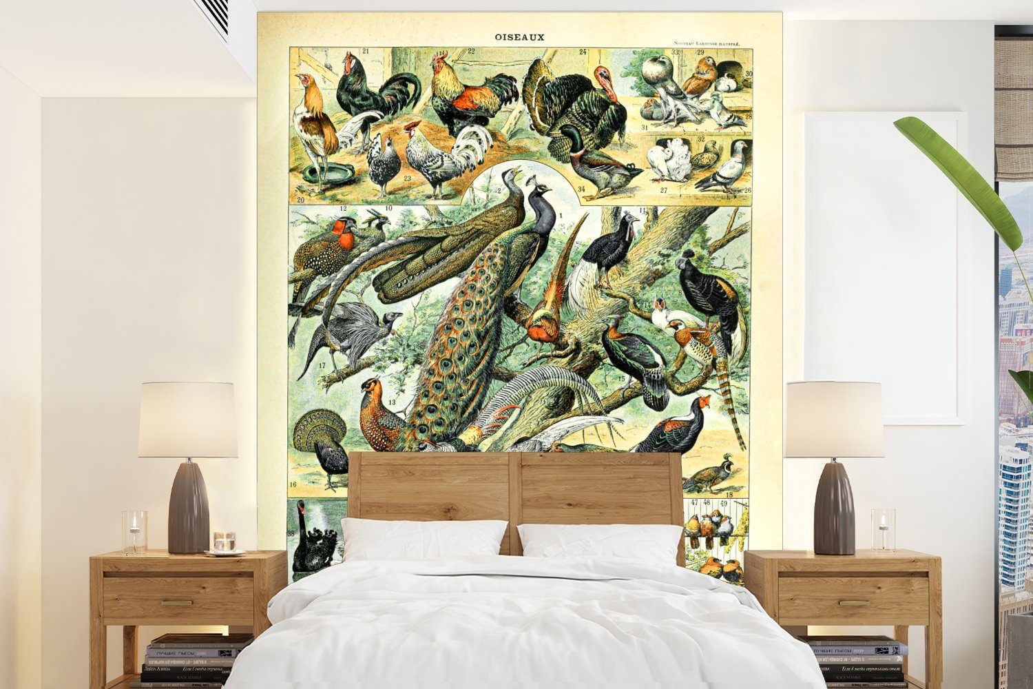 MuchoWow Fototapete Tiere - Vögel - Jahrgang, Matt, bedruckt, (4 St), Montagefertig Vinyl Tapete für Wohnzimmer, Wandtapete