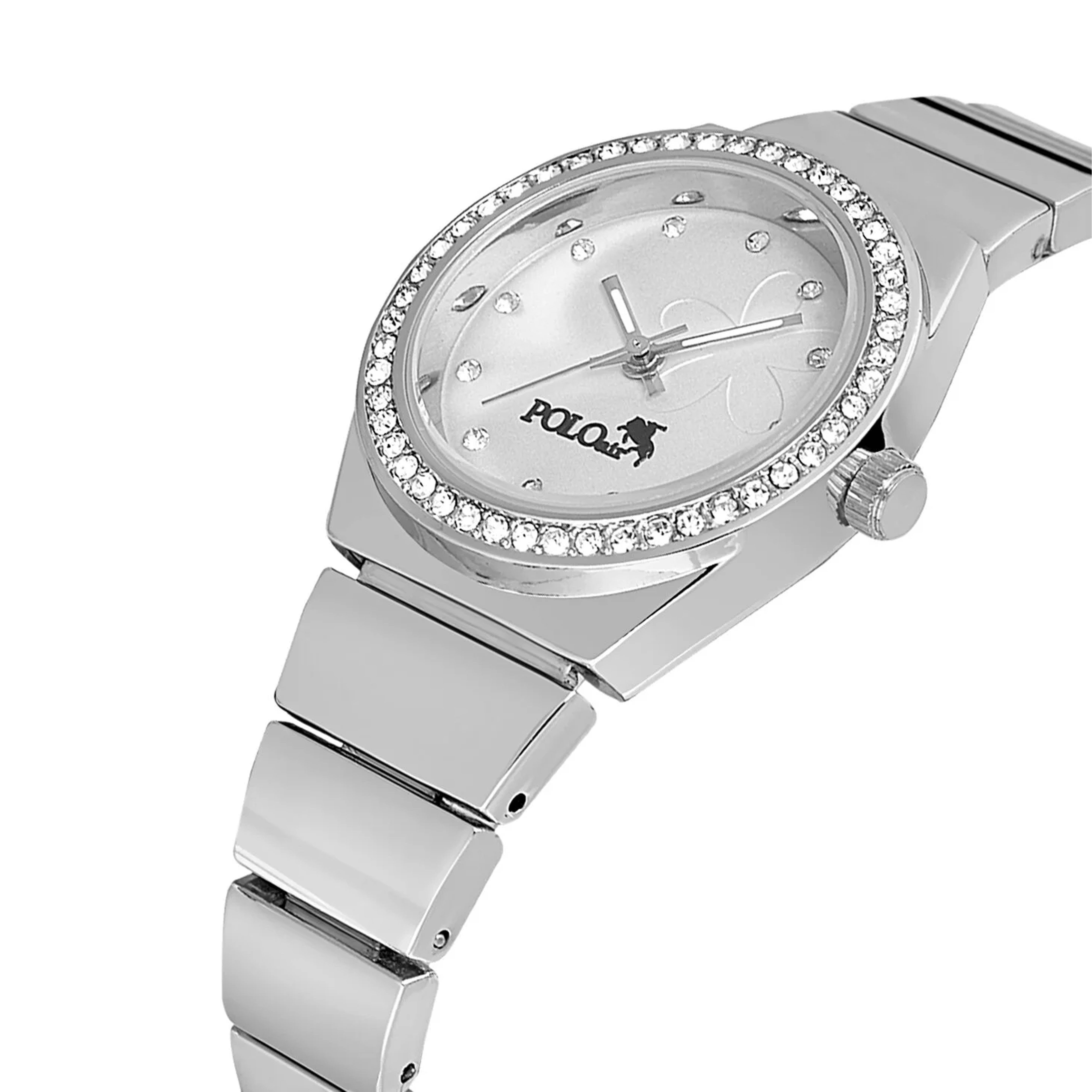 Jungengel Schmuckset Silver Blossom Damen Geschenkset Uhr Halskette Armband Schmuckbox (Set, 3-tlg., Damenarmbanduhr in Silberoptik, Halskette mit Zirkonstein-A – Bild 2 von 5