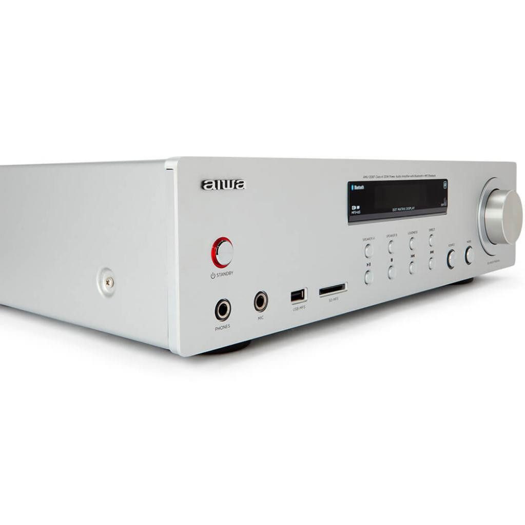 Aiwa AMU-120BT AV-Empfänger und -Verstärker, BT v5.0-Empfänger 2X 60 W Audioverstärker (Anzahl Kanäle: 2, 120 W, Tonregelung Bass & Treble unabhängige Einstellungen +/- 10dB)