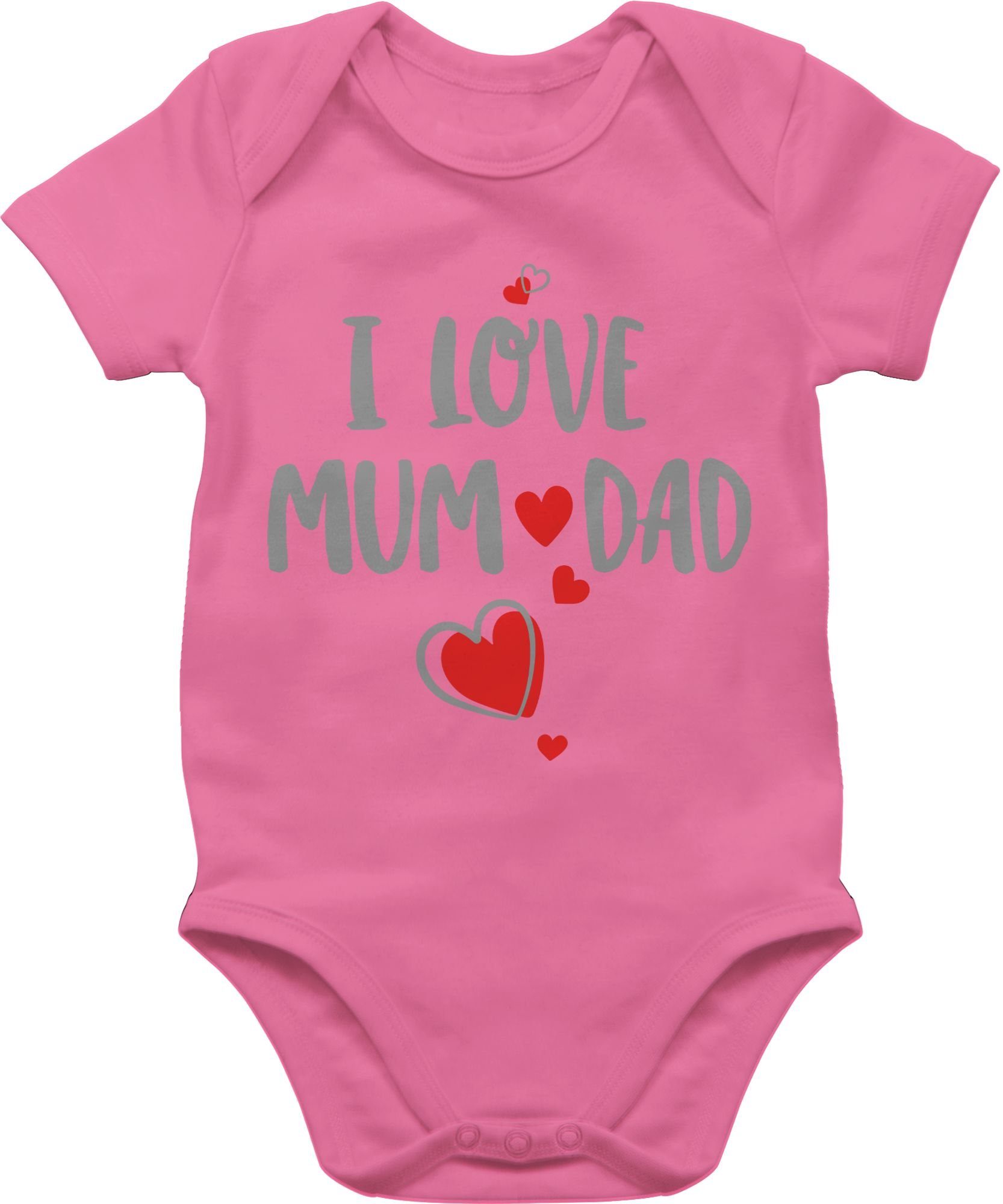 Shirtracer Shirtbody I love Mum and Dad Strampler Baby Mädchen & Junge 3 Pink