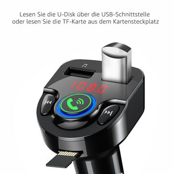VSIUO Bluetooth FM Transmitter Auto-Adapter USB Typ A, PD 20W & QC 3.0, 2 USB Anschlüssen