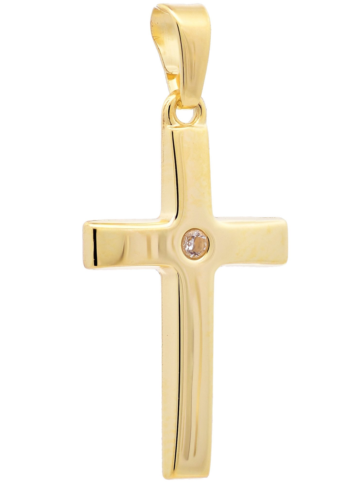 Kettenanhänger Kettenanhänger Gold Anhänger Kreuz Zirkonia massiv 333 - 8 Karat Gold