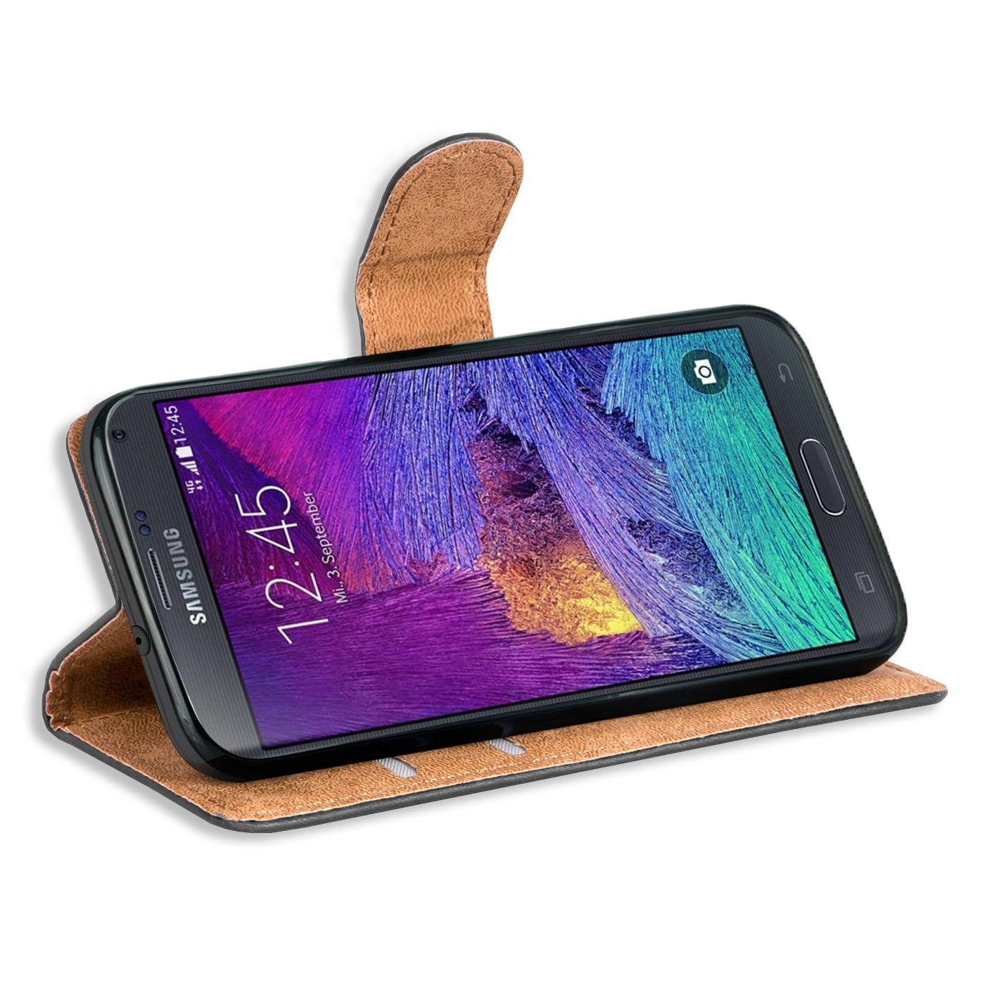 CoolGadget Handyhülle Book Case Handy Tasche für Samsung Galaxy Note 4 5,7 Zoll, Hülle Klapphülle Flip Cover für Samsung Note 4 Schutzhülle stoßfest