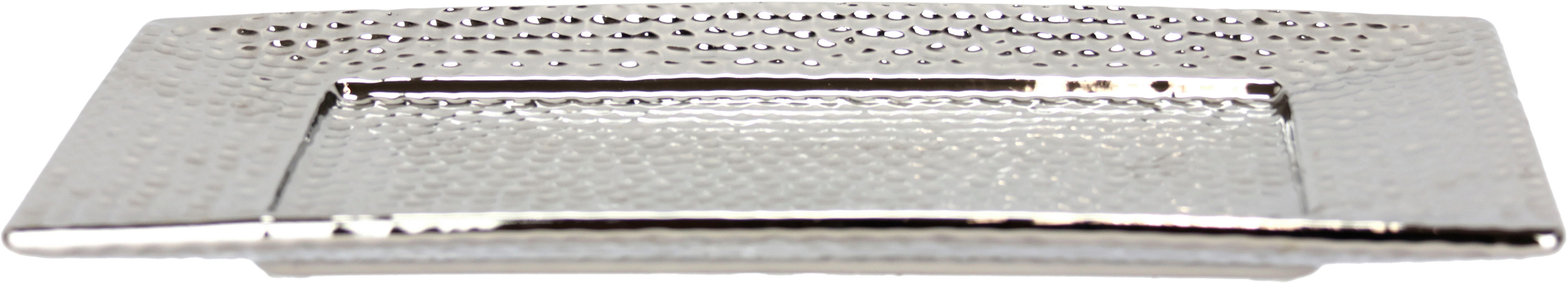 I.GE.A. Dekotablett Keramik-Schale (1 St), eckig Dekoschale silber Tablett Weihnachtsdeko Deko Advents-Tablett