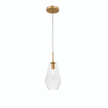 Nova Luce Hängeleuchte Pendelleuchte Prisma in Transparent und Gold E27 170mm, keine Angabe, Leuchtmittel enthalten: Nein, warmweiss, Hängeleuchte, Pendellampe, Pendelleuchte