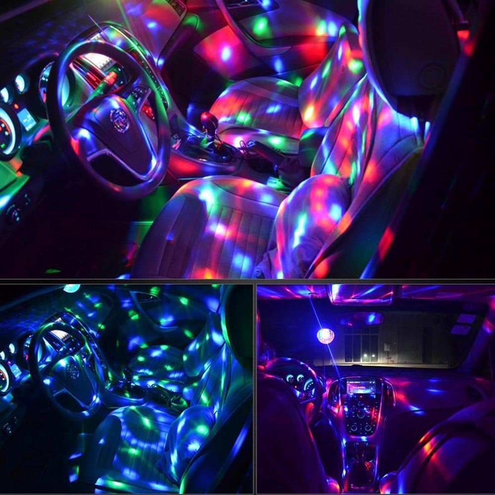 Rosnek LED Discolicht 360° Fernbedienung Partys, drehbare, Saugnapfhalterung Disco-Kugel, aktiviert, Sound und mit Bunt, Multicolor, Geburtstag Weihnachten USB-Stecker, mit