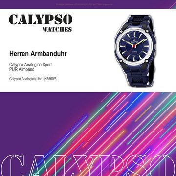 CALYPSO WATCHES Quarzuhr Calypso Herren Uhr K5560/3 Kunststoffband, (Analoguhr), Herren Armbanduhr rund, PURarmband dunkelblau, Sport