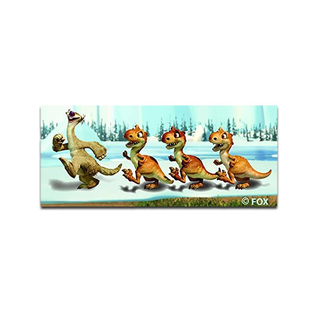 KLEIBER Aufnäher Bügelbild, Aufbügler, Applikationen, Patches, Flicken, zum aufbügeln, Polyester, Ice Age Sid with three dinos - Größe: 7 x 3 cm