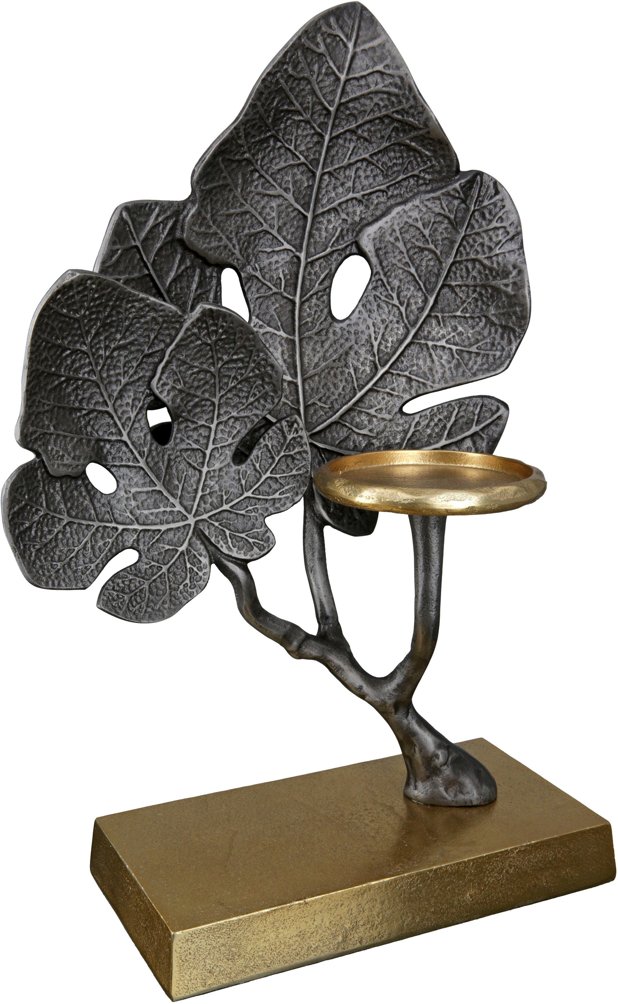GILDE Kerzenleuchter Leaf (1 St), Kerzenhalter aus Aluminium, 1-flammig