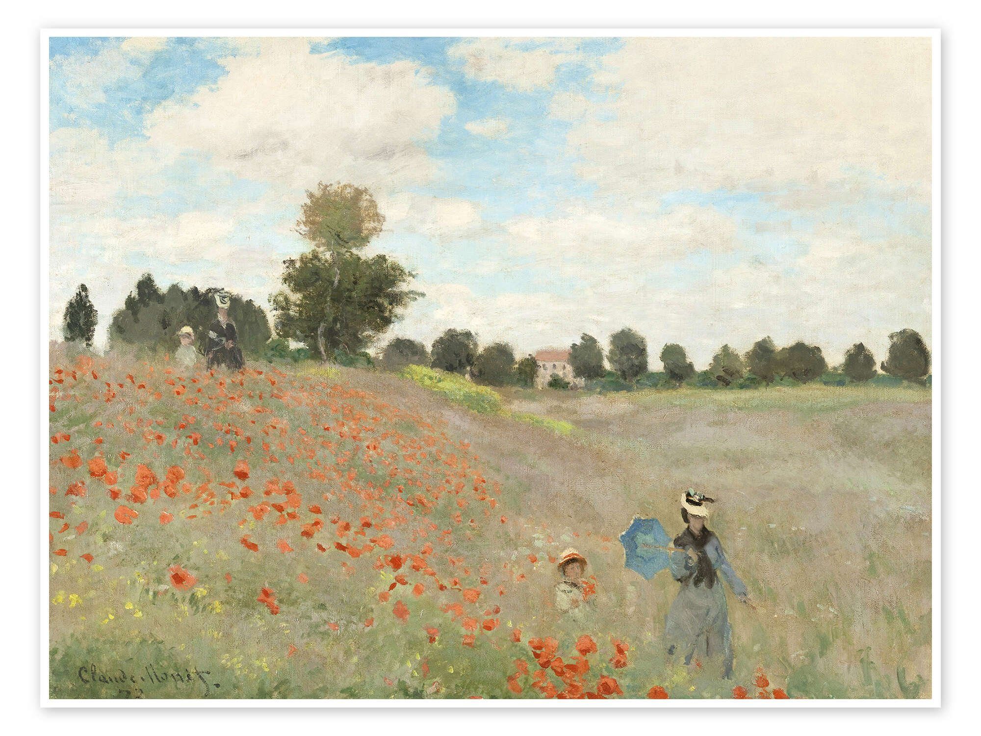 Posterlounge Wandbild Mohnfeld bei Argenteuil, Claude Monet, erhältlich als Poster, Leinwandbild, Wandsticker oder Acrylglasbild