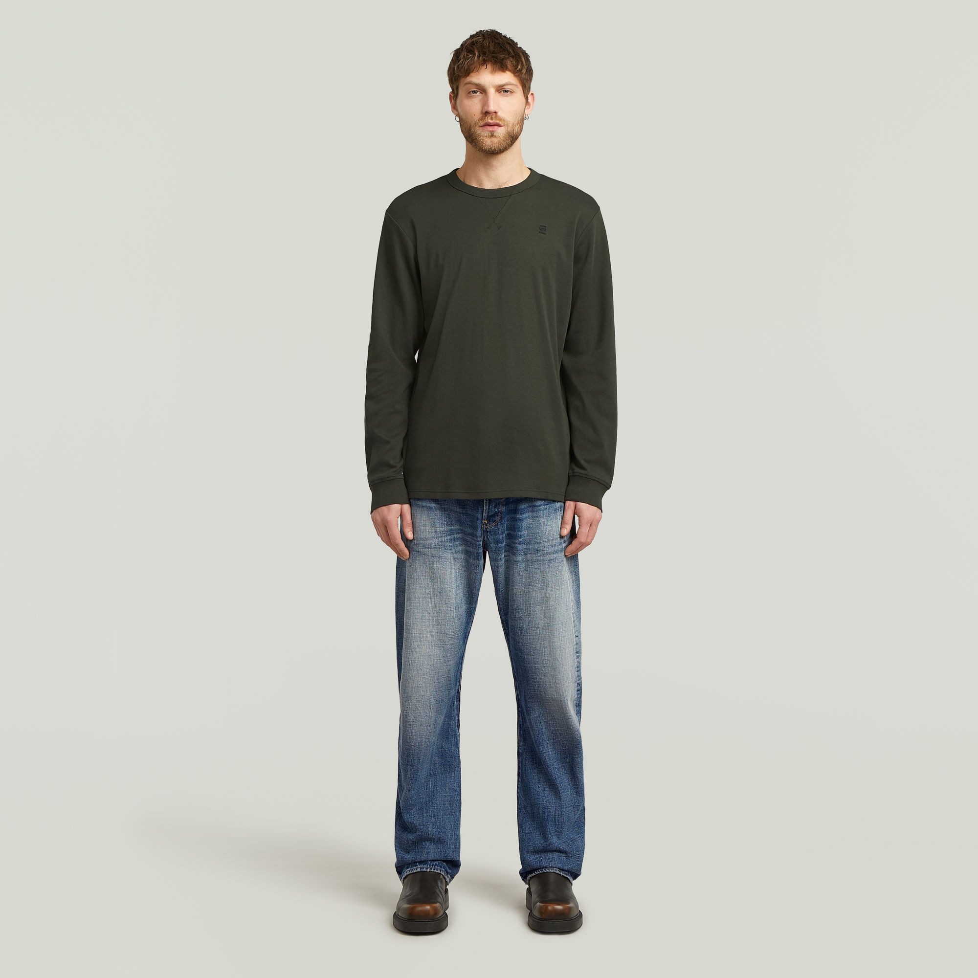 G-STAR Longsleeve Nifous R mit geripptem Einsatz vorne
