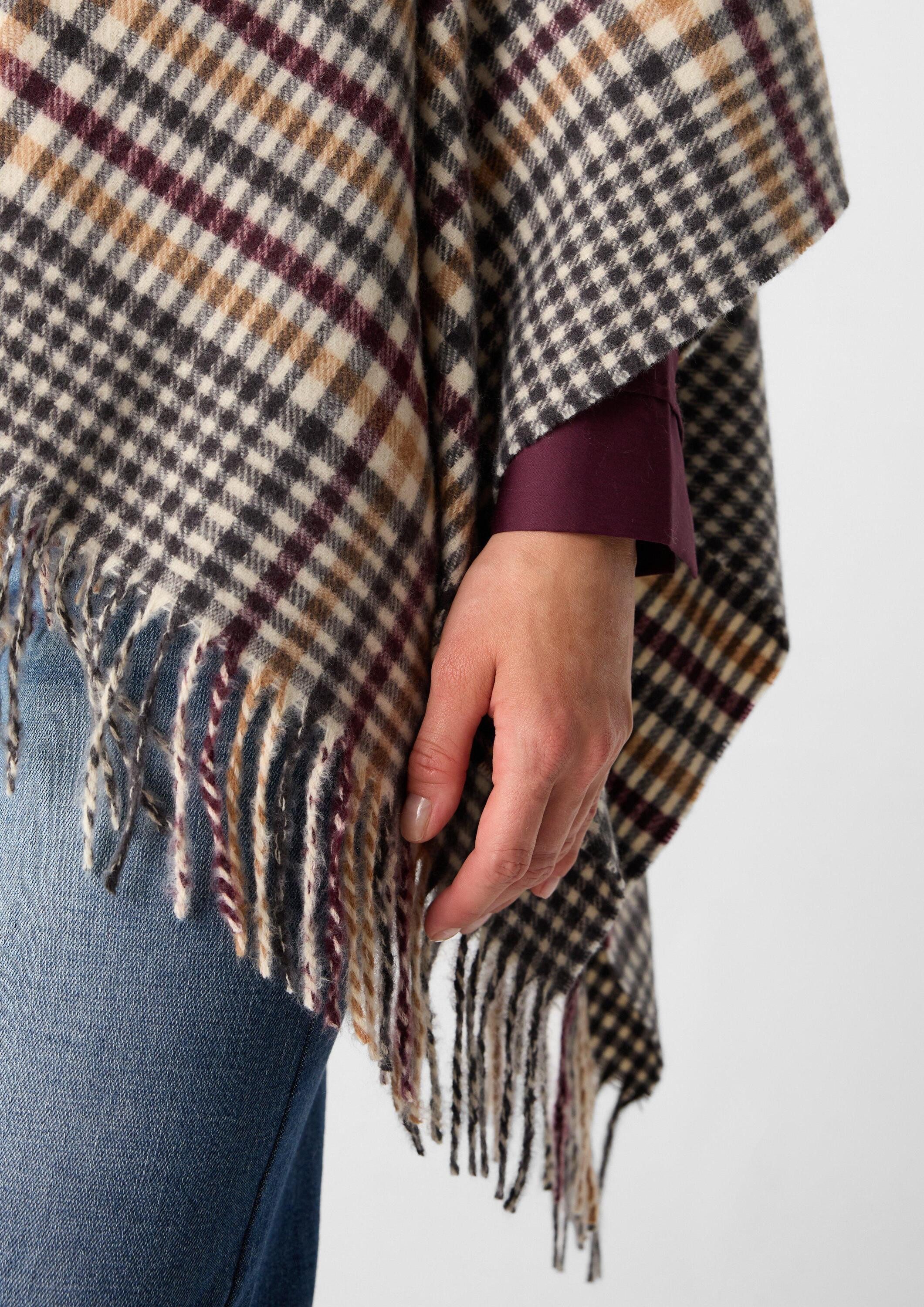 comma Poncho Indoor-Poncho Softer Poncho mit Fransen