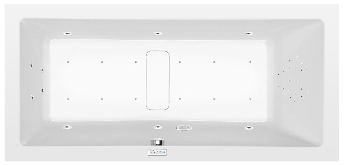 Polysan s.r.o. Badewanne MARLENE Whirlpool-Badewanne, 200x90x48cm, Highline Hydro-Air, Chrom, Polysan-78731-6010