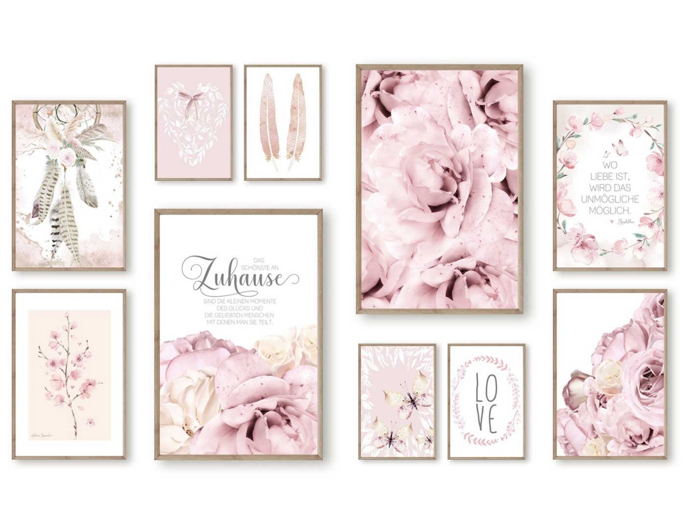 homestyle-accessoires Poster Bilder Set Wandbilder Bilderwand Bilderset DAS SCHÖNSTE AN ZUHAUSE..., (10 St), - OHNE BILDERRAHMEN - Sorgfältige & sichere Verpackung