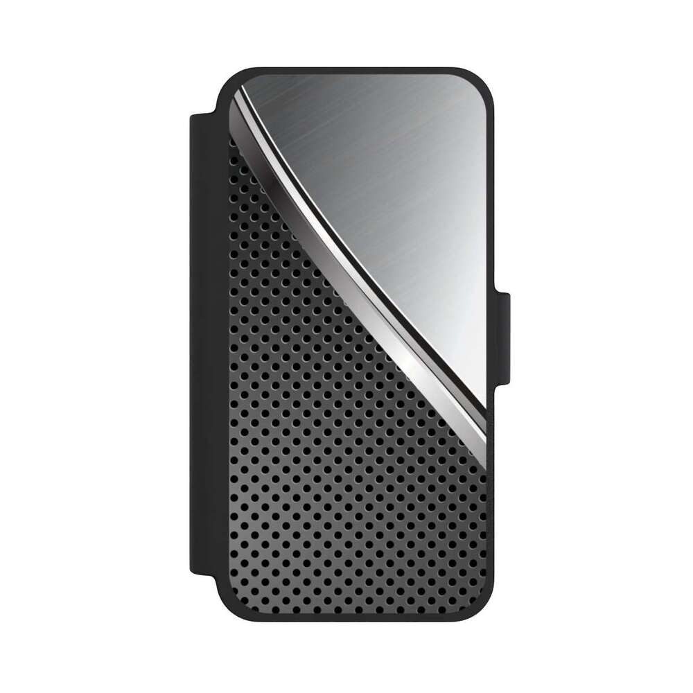 NIVOCASE Handyhülle Carbon Stahl Metall Duo Metal Surface, Apple iPhone 12 mini Klapphülle Handyhülle aus Kunst Leder