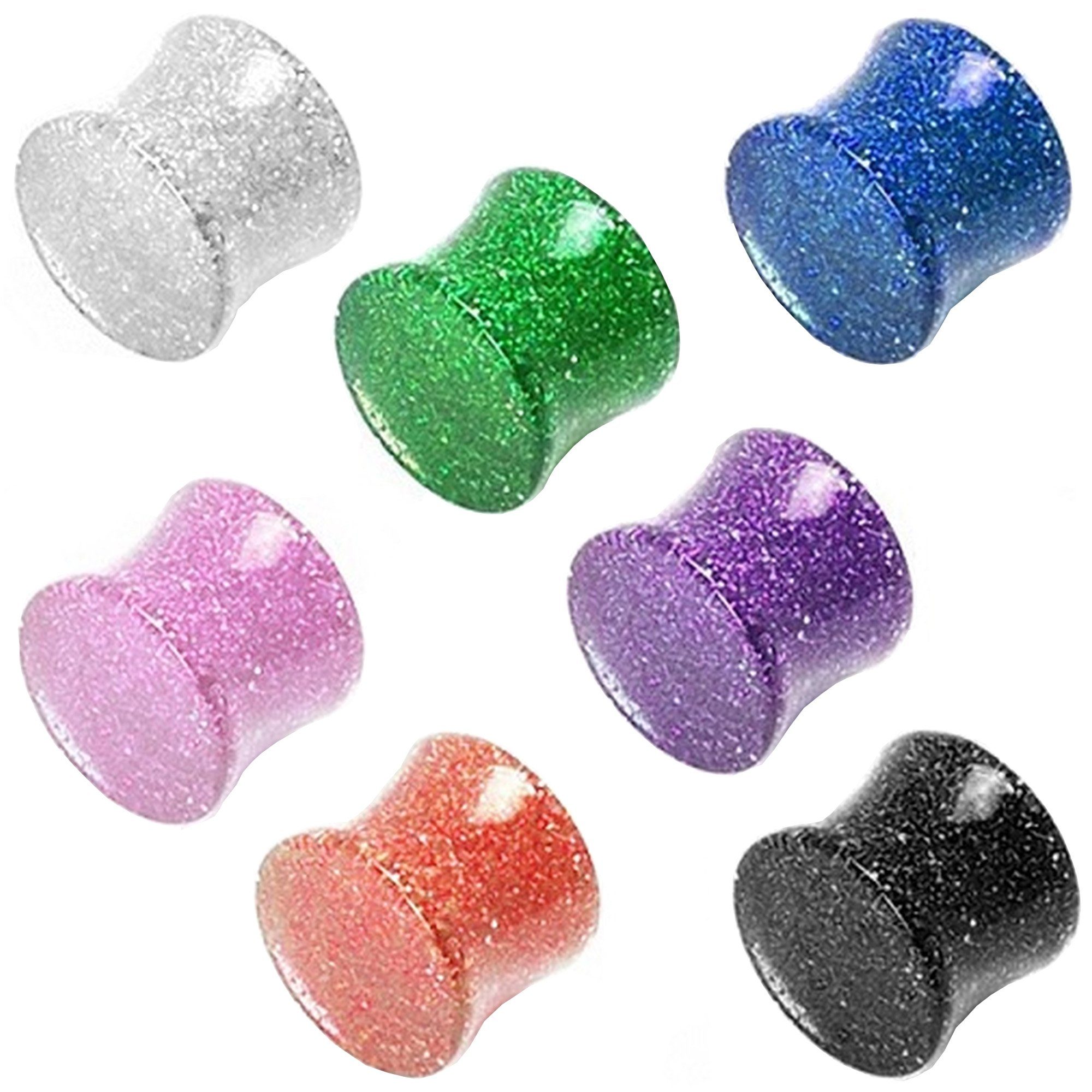 Ultra Tunnel Taffstyle Flesh Saddle Ohr Kunststoff Glitter, Piercing Ultra Plug Flared Glitter Double Ohrpiercing Plug Grün Flared Double