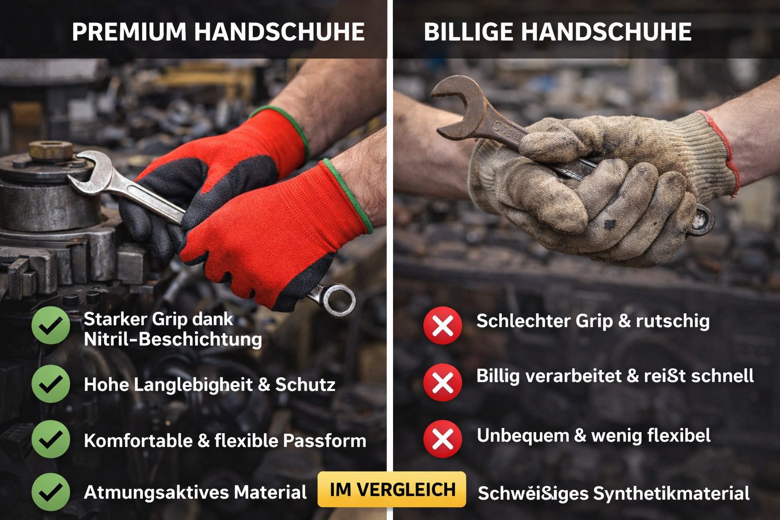 Kemes Arbeitshandschuhe Herren Montagehandschuhe KFZ Handschuhe atmungsaktiv, robust