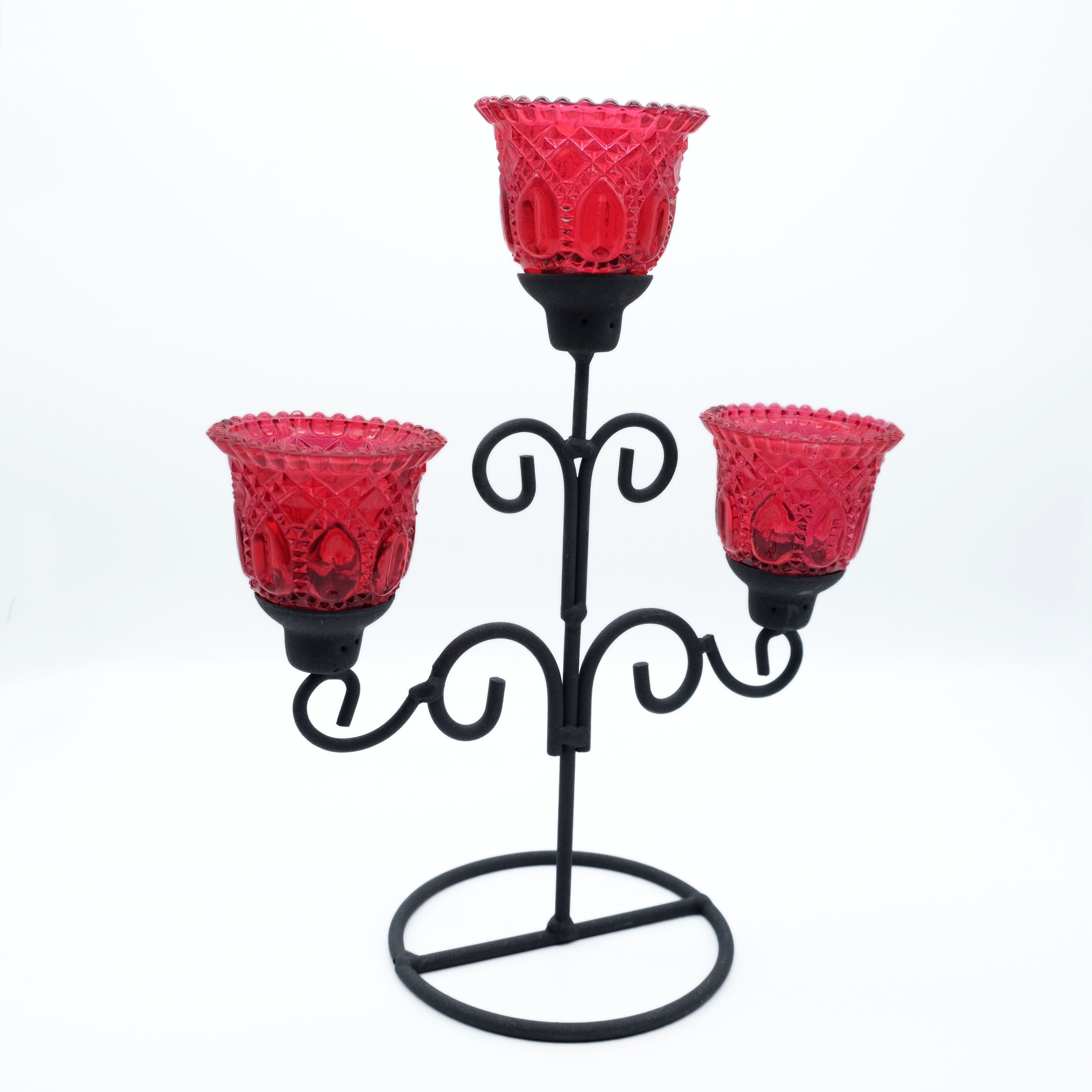 DeColibri Kerzenständer Kerzenständer, Kerzenhalter, Teelichthalter Glas, standfest, für Kerzen und Teelichte geeignet rot