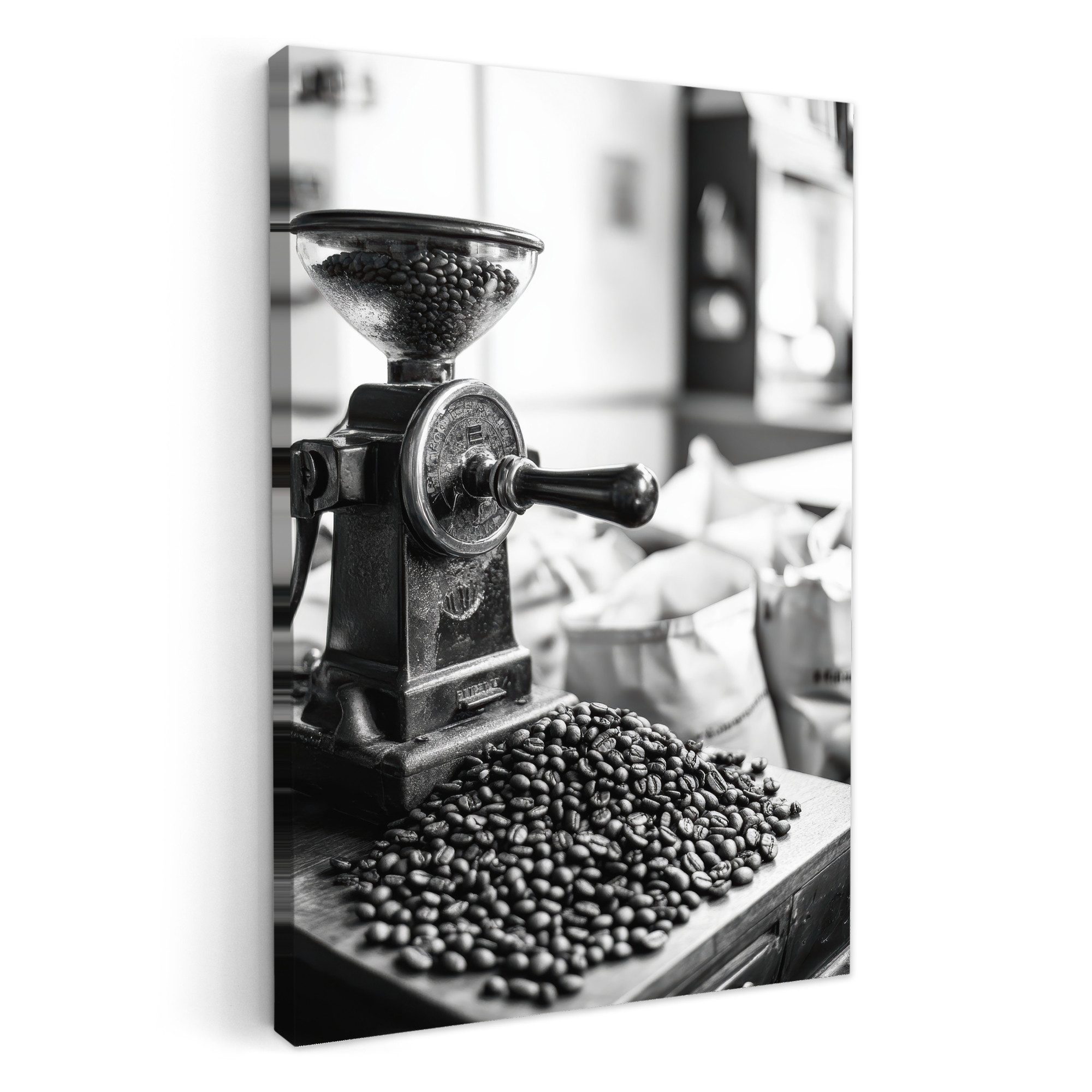 OneMillionCanvasses® Leinwandbild Kaffeemühle - Gemahlen - Vintage - Küche, Fotodruck (1 St), Wandbilder für Esszimmer, Wanddeko Bilder Küche 20x30 cm