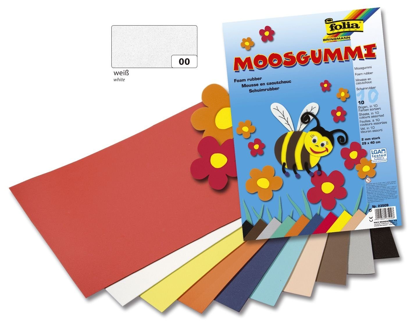 Folia Moosgummi Folia 231000 Moosgummi - 20 x 29 cm, weiß