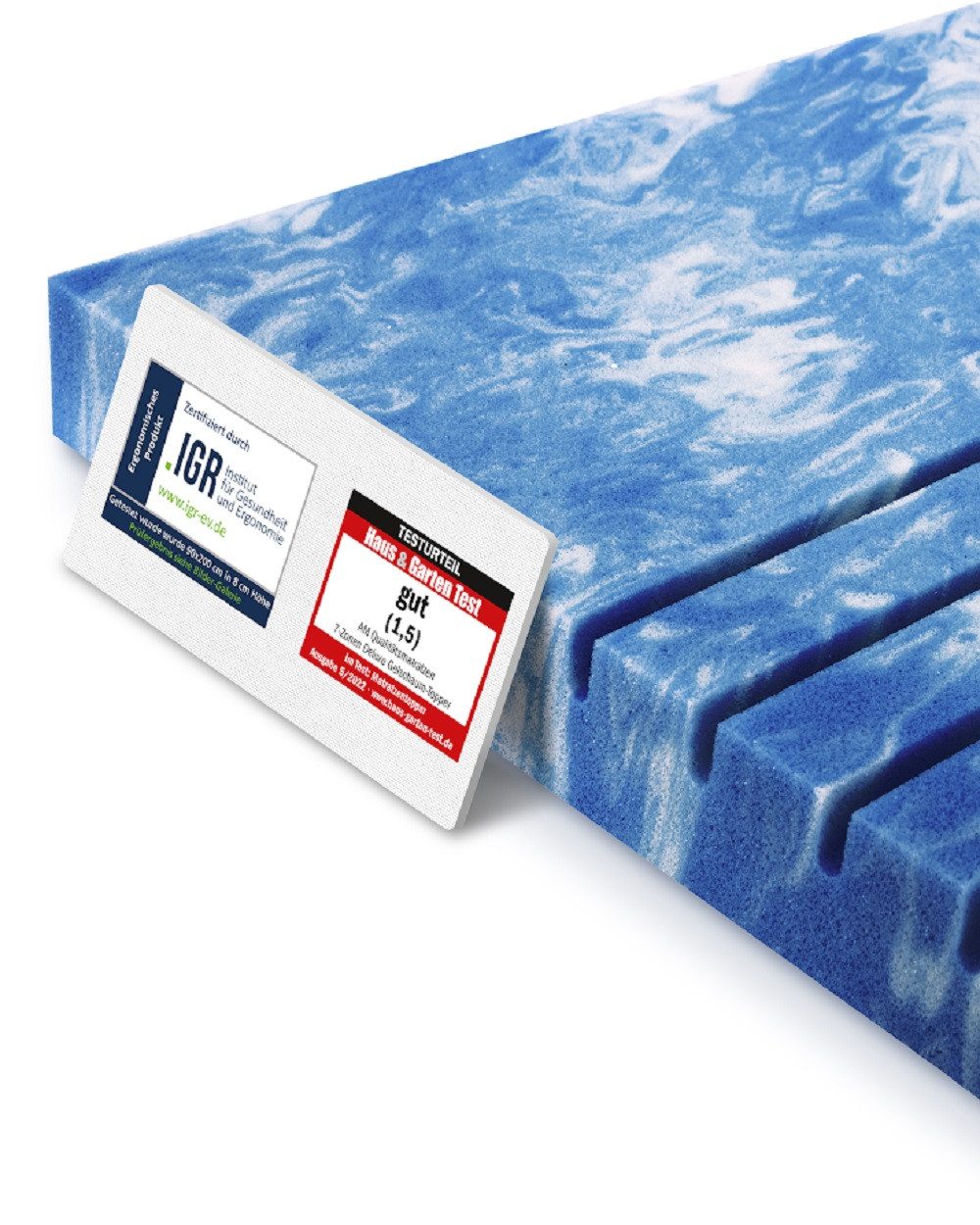 AM Qualitätsmatratzen, Topper 7-Zonen Memory Foam Gelschaum-Topper, Optimale Druckentlastung, RG50, Gelschaum, 80x200 cm