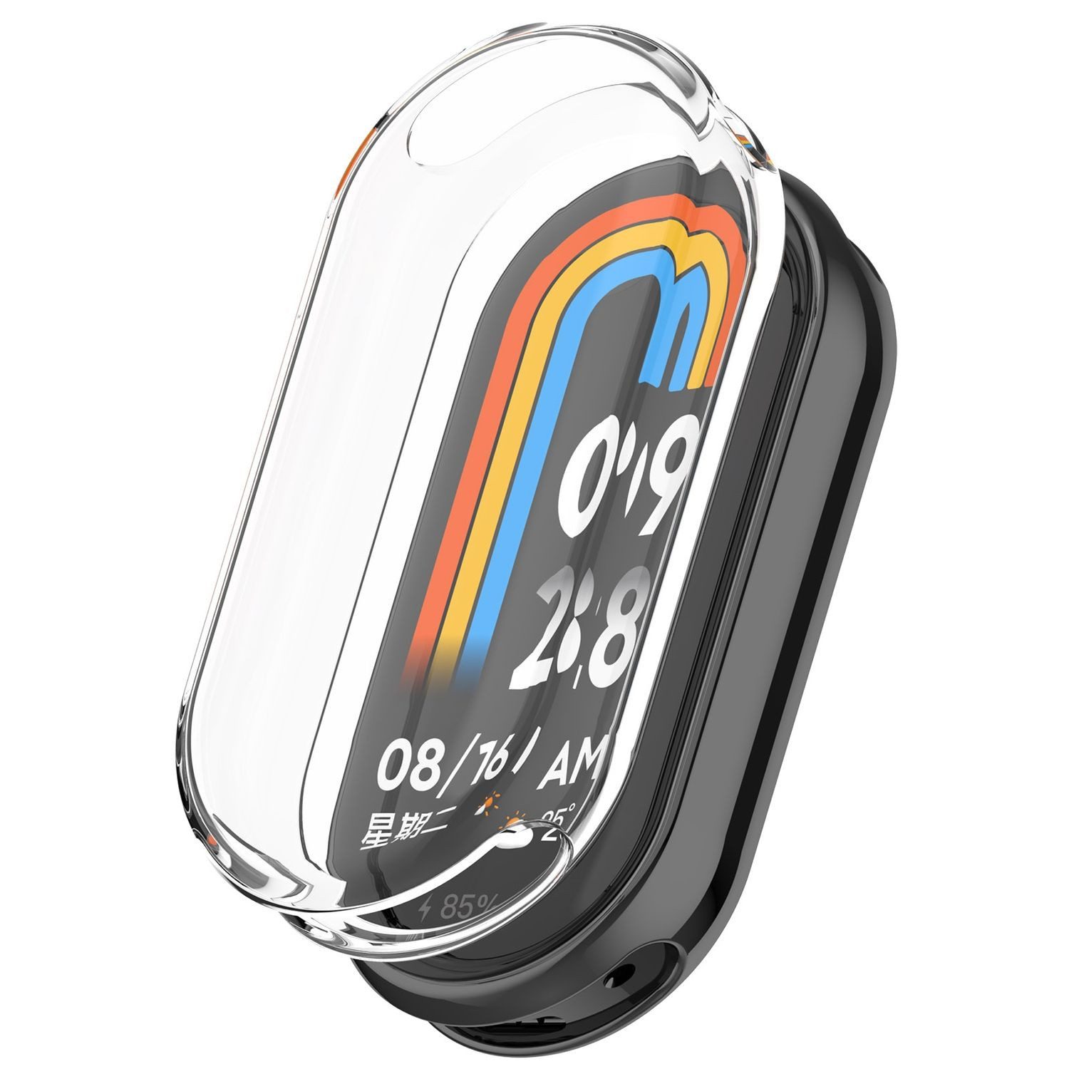 Wigento Smartwatch-Hülle Für Xiaomi Smart Band 9 Full Cover Watch TPU Schutz Hülle Transparent