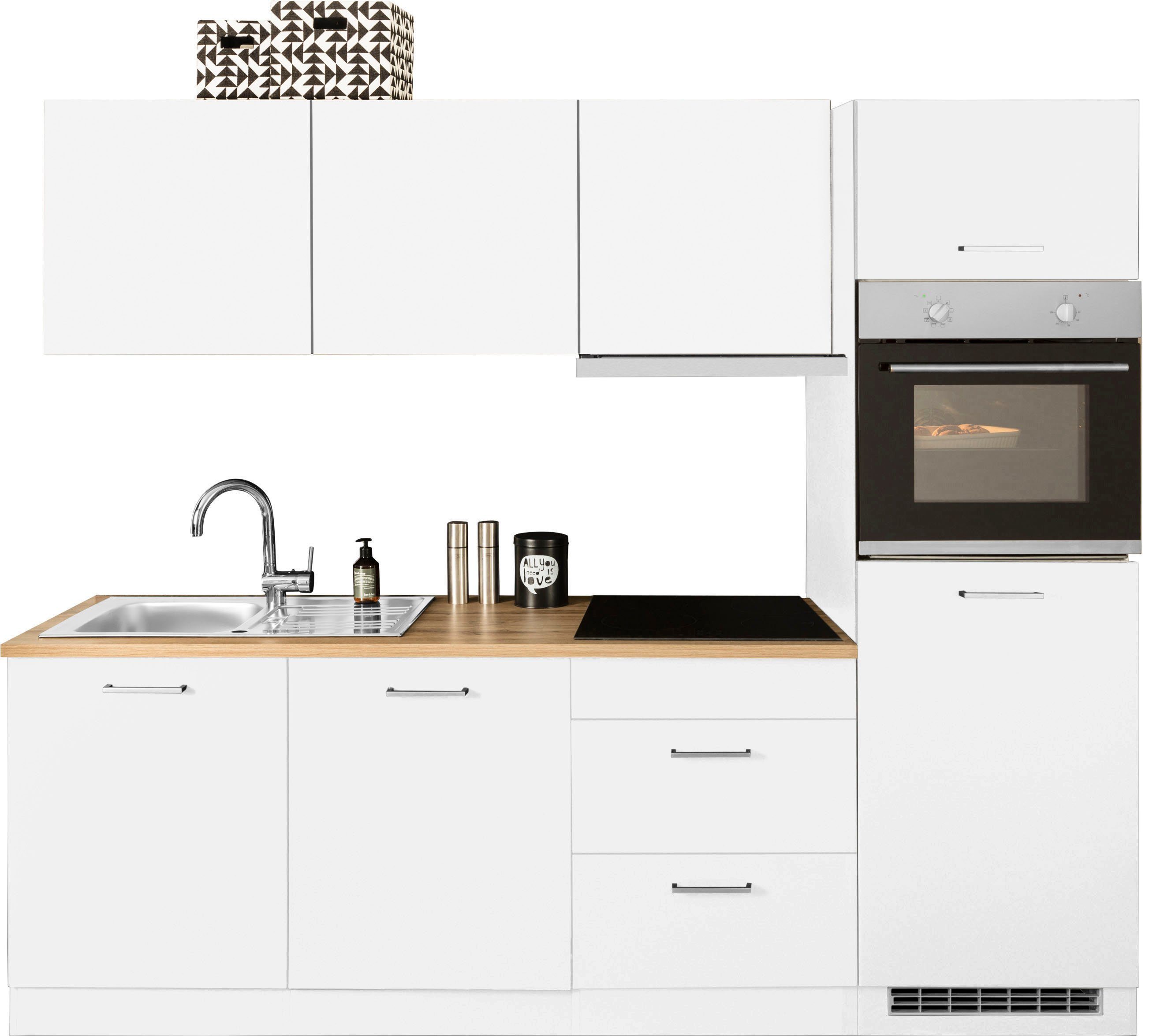 KOCHSTATION Кухниzeile KS-Kehl, mit E-Geräten, Breite 240 cm, inkl. Kühlschrank und Geschirrspüler