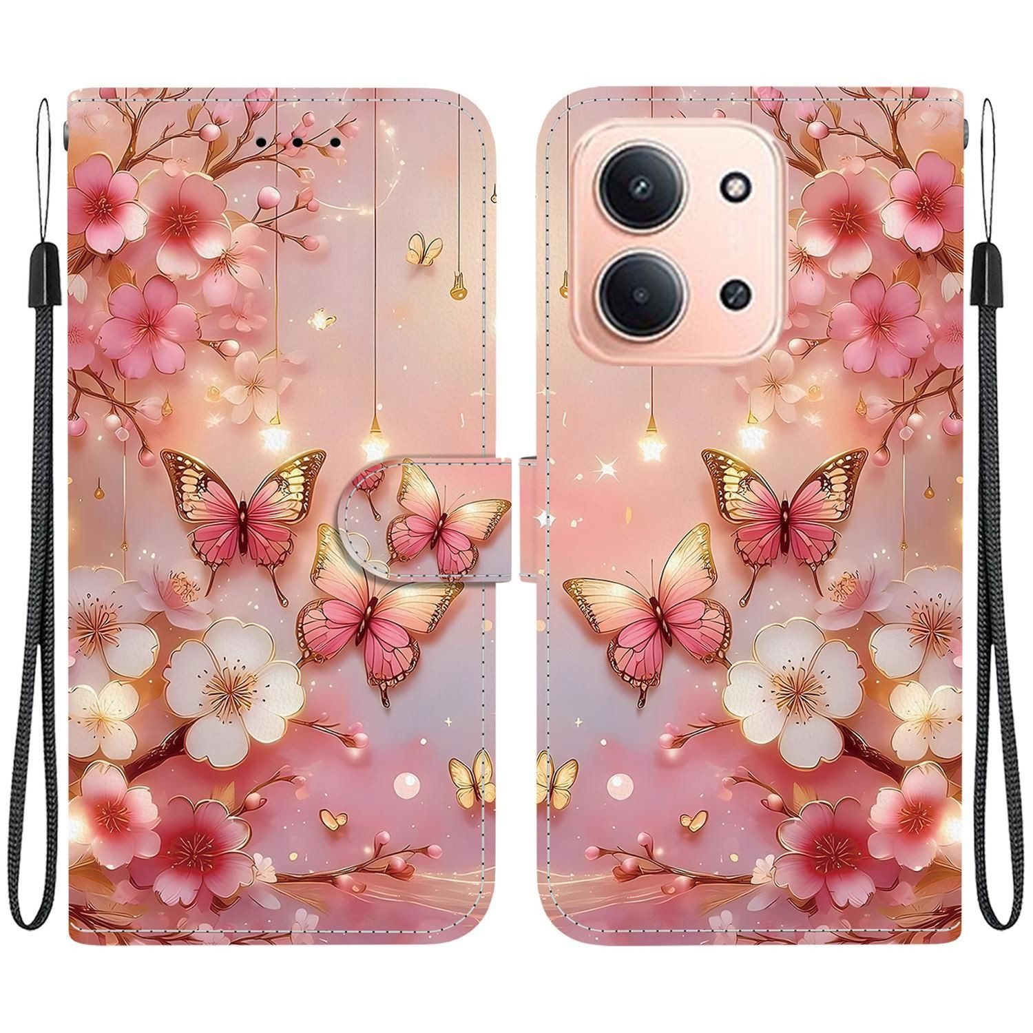 Wigento Smartphone-Hülle Für Xiaomi Redmi 15C 5G / 4G / Poco C85 Design Kunstleder Wallet Hülle, Kunst-Leder Schutzhülle magnetischer Verschluss