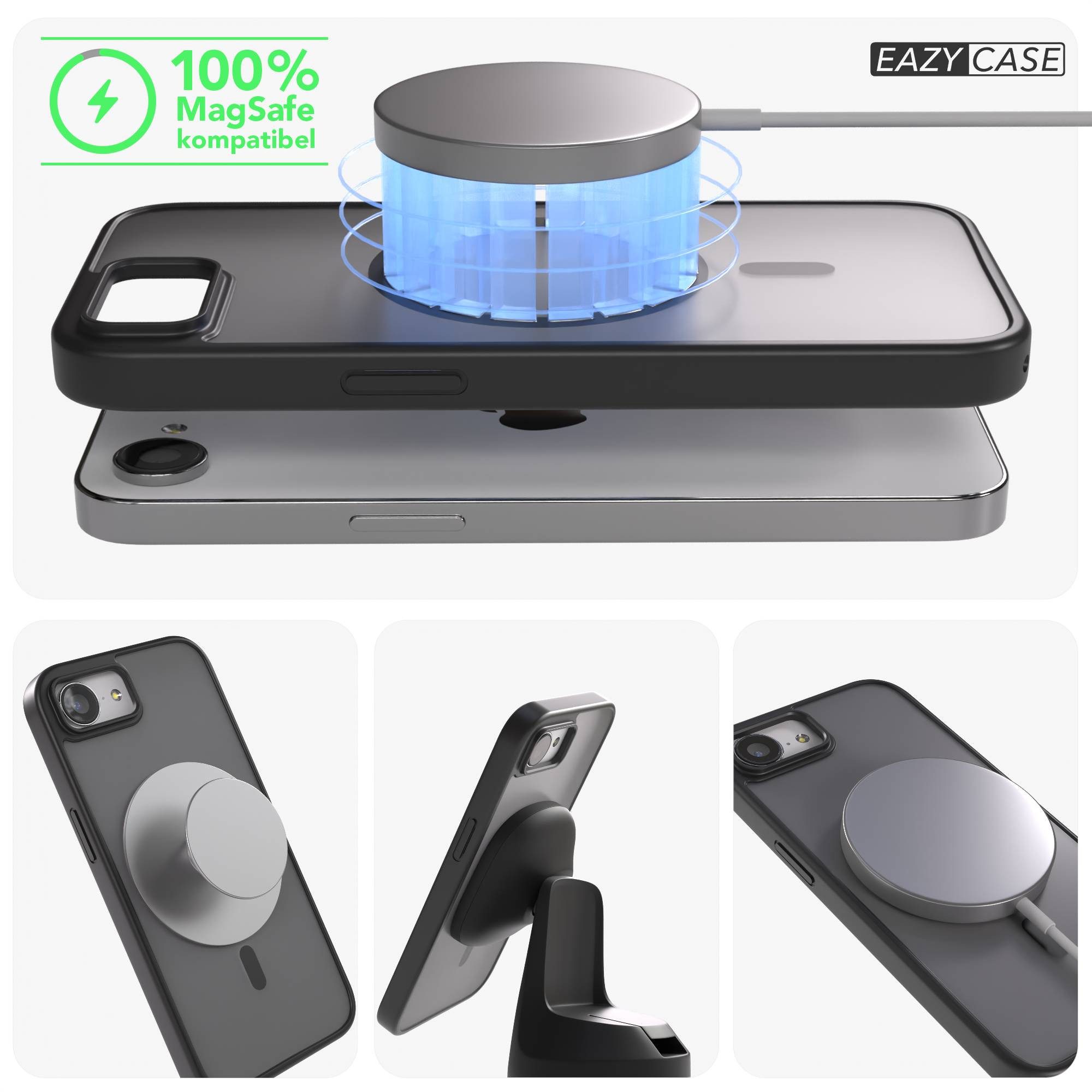 EAZY CASE Handyhülle Outdoor Case MagSafe für Apple iPhone 16e 6,1 Zoll, Outdoor Handy Hülle Slim Cover Silicon Case Bumper Outdoorcase Schwarz