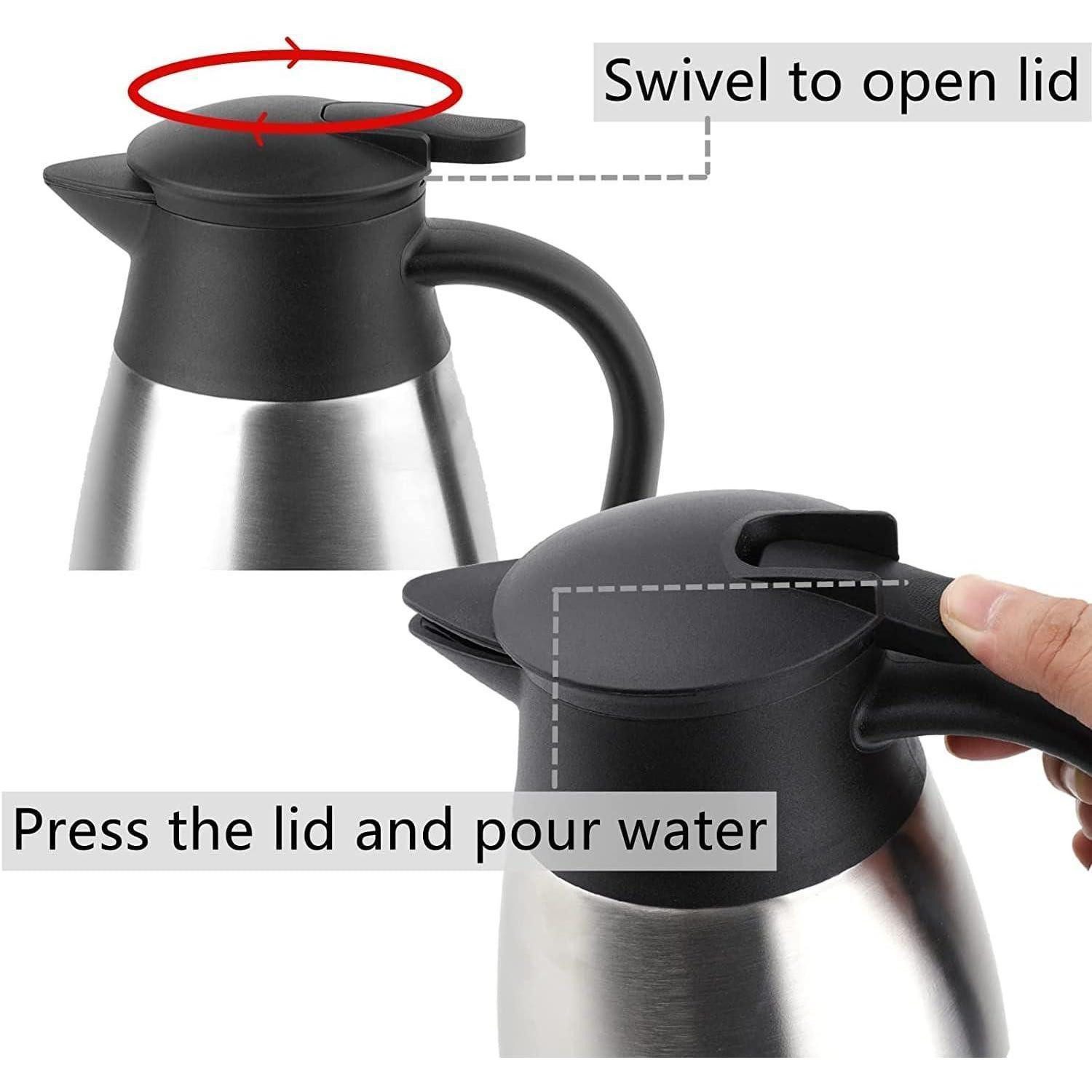 LuxusKollektion Isolierkanne Thermoskanne 2 Liter Edelstahl Vakuum QuickTip Verschluss Gold