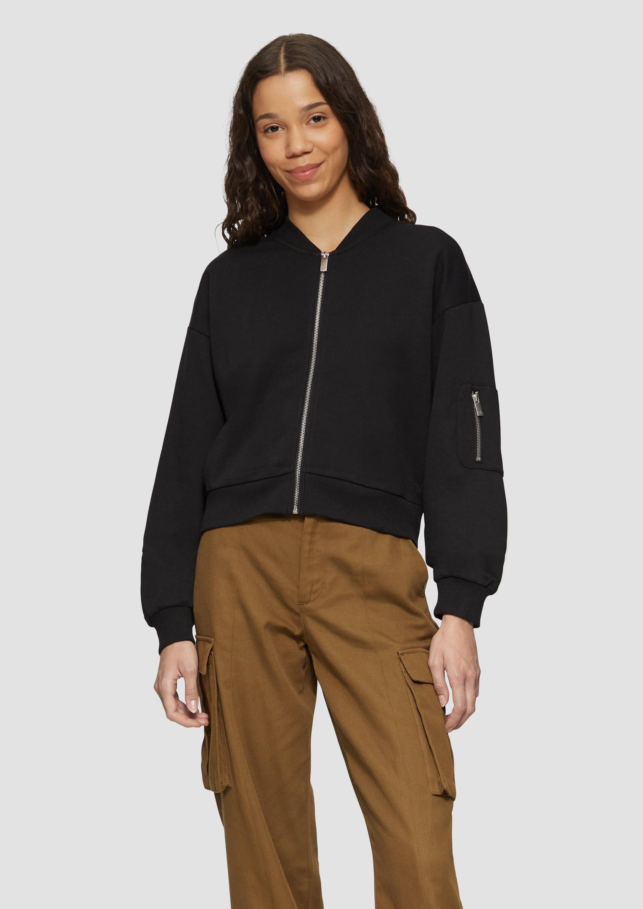 QS Sweatshirt Sweatshirt Verkürzter Sweat-Blouson günstig online kaufen