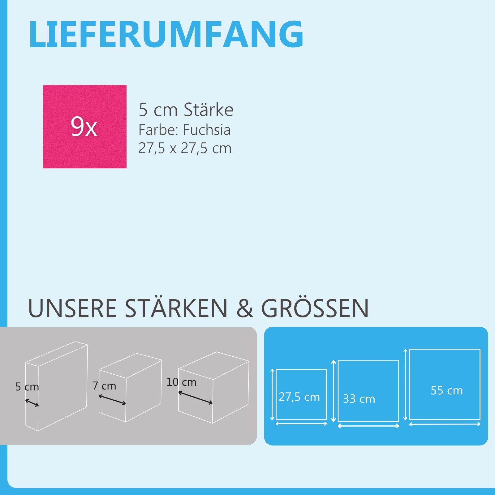 platino24 Akustikplatte 9 Absorber Quadrate aus Basotect ® G+