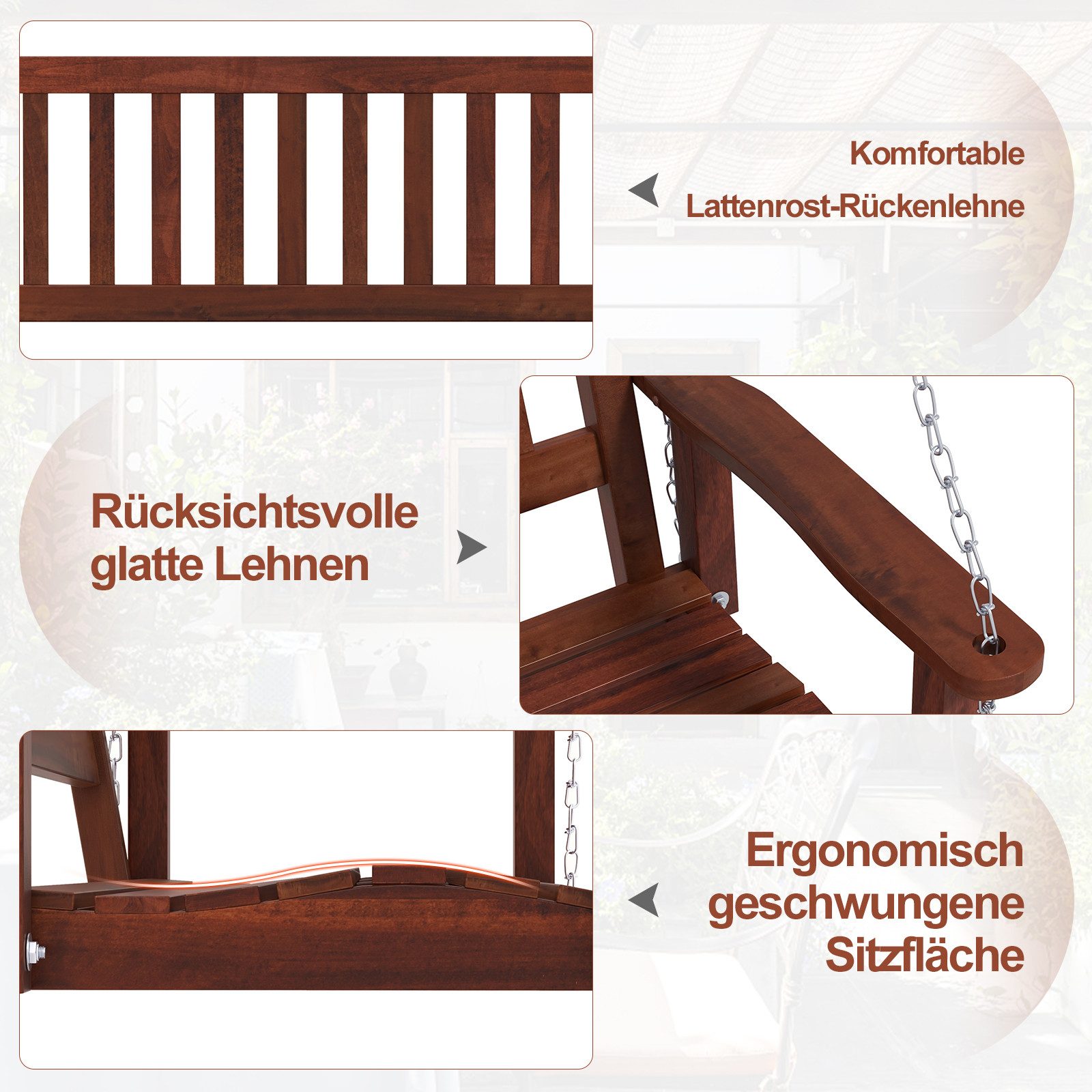 KOMFOTTEU Hollywoodschaukel, Hängebank Gartenschaukel, bis 227kg/360kg günstig online kaufen