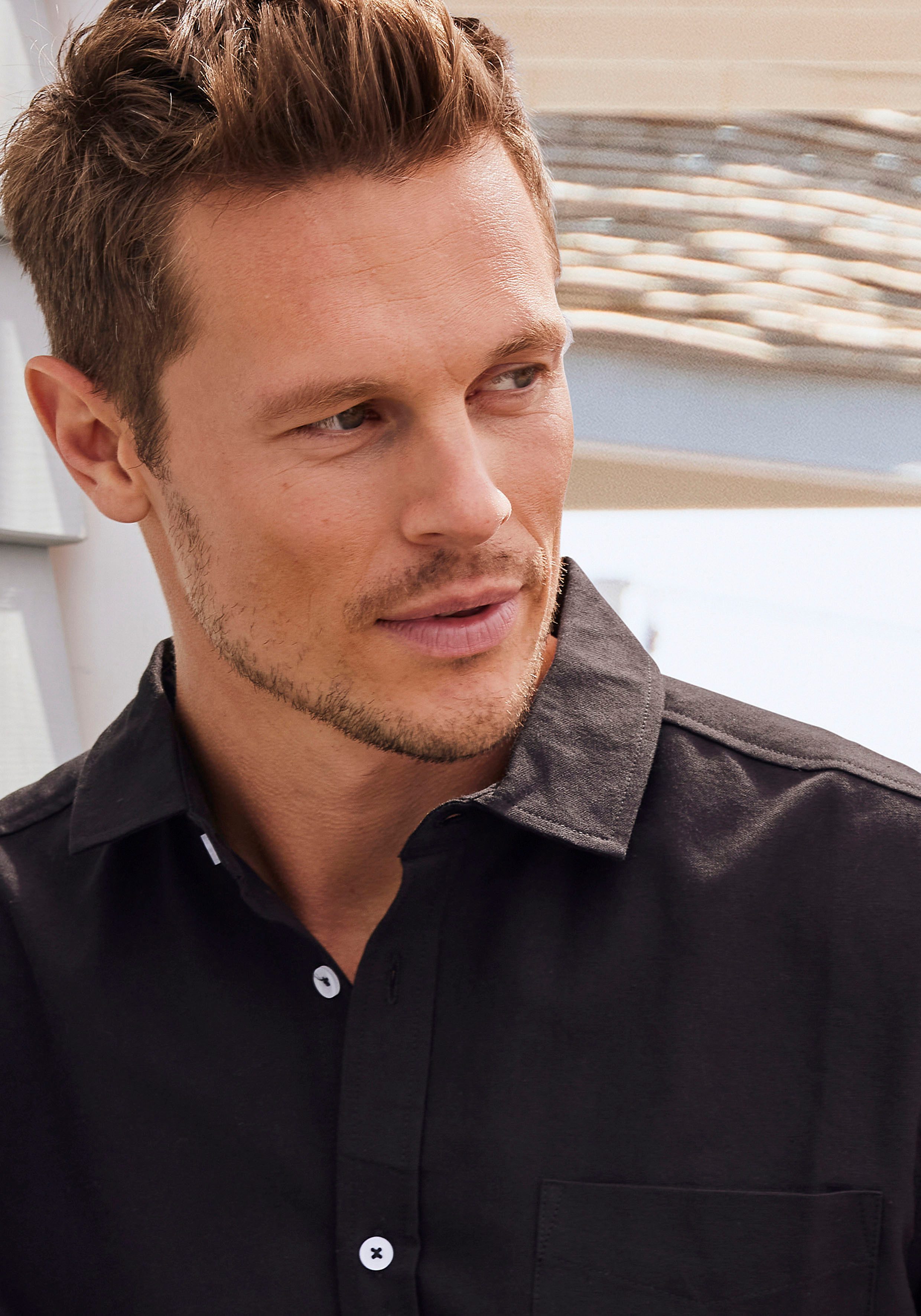 H.I.S Kurzarmhemd mit Kentkragen, Oxford-Qualität aus reiner Baumwolle