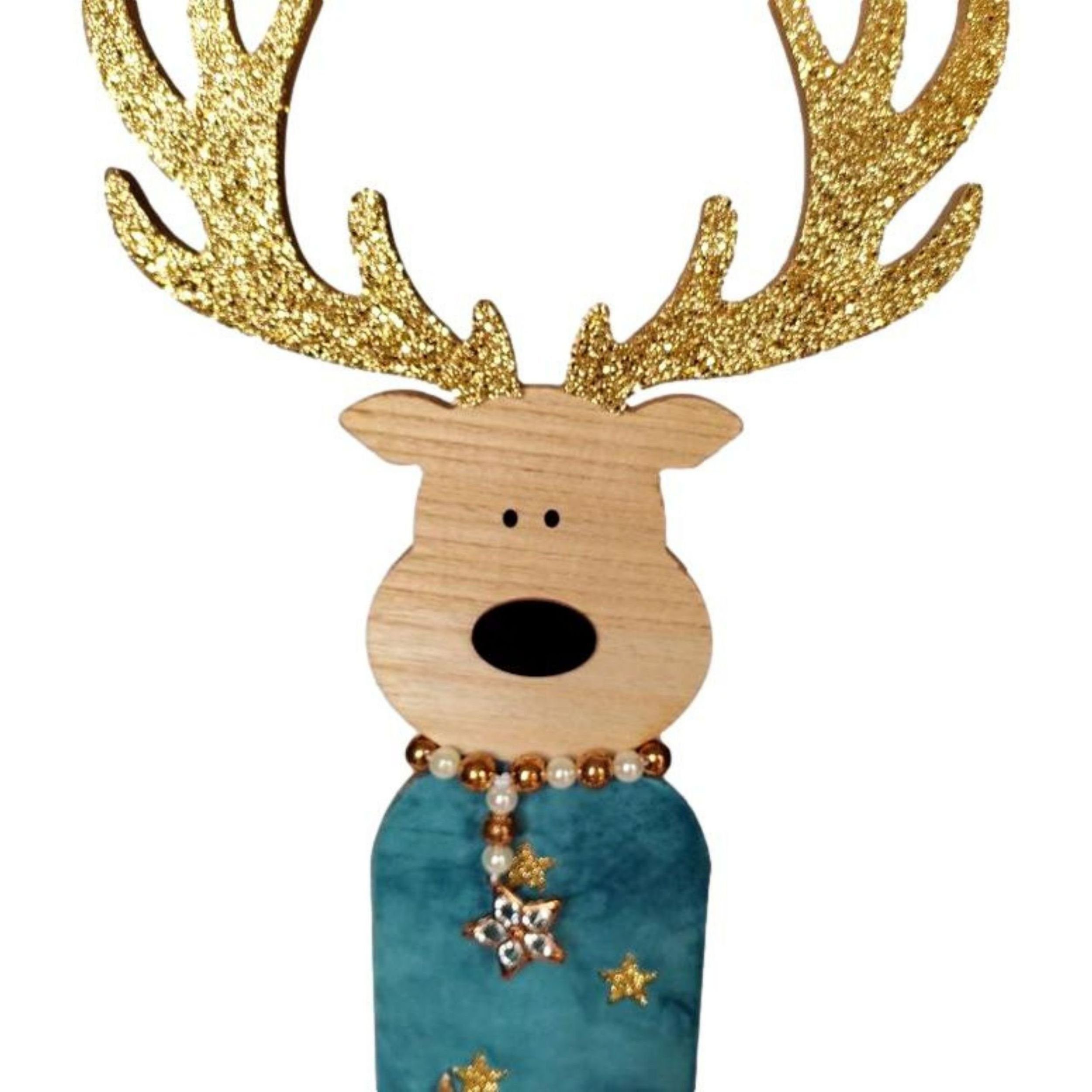 Florissima Weihnachtsfigur XL Holz mit Hirsch Tanne 60cm