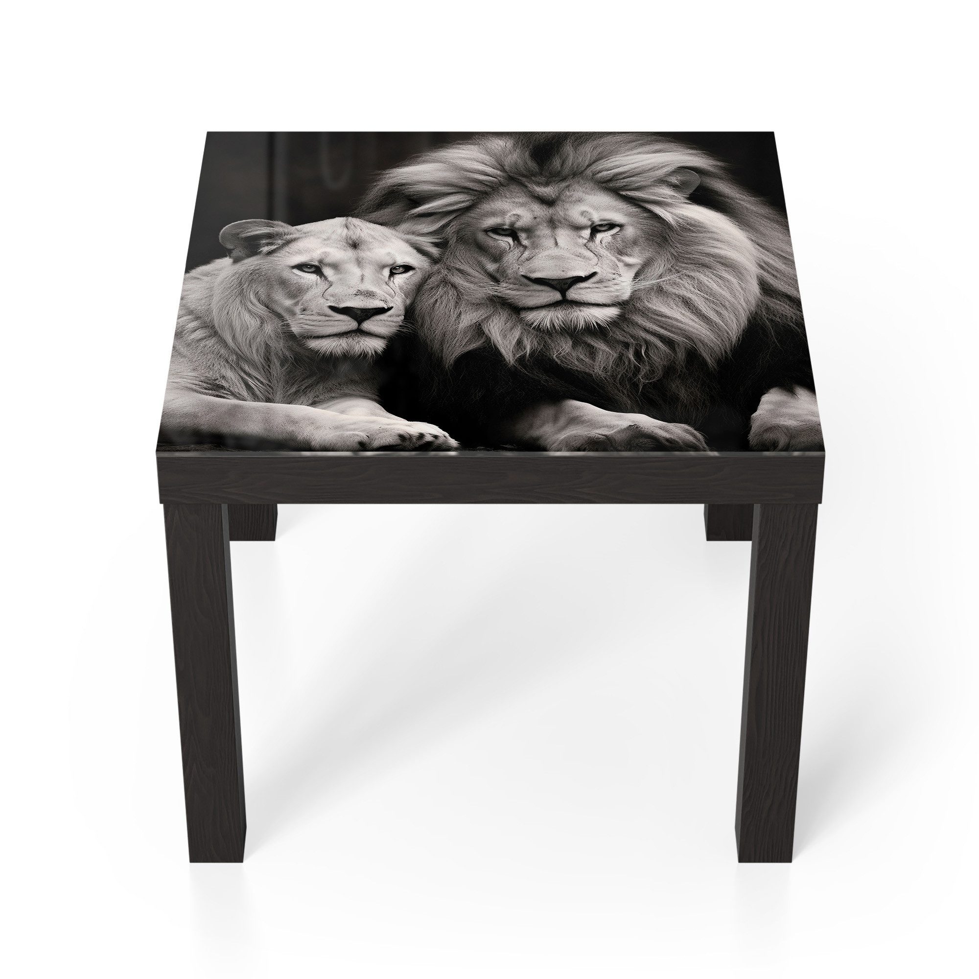 DEQORI Couchtisch 'Stolzes Löwenpaar', Glas Beistelltisch Glastisch modern