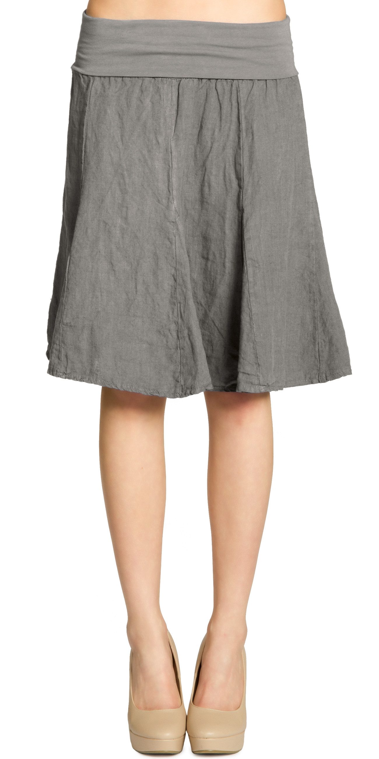 Caspar Faltenrock RO014 Damen Midi Leinenrock günstig online kaufen