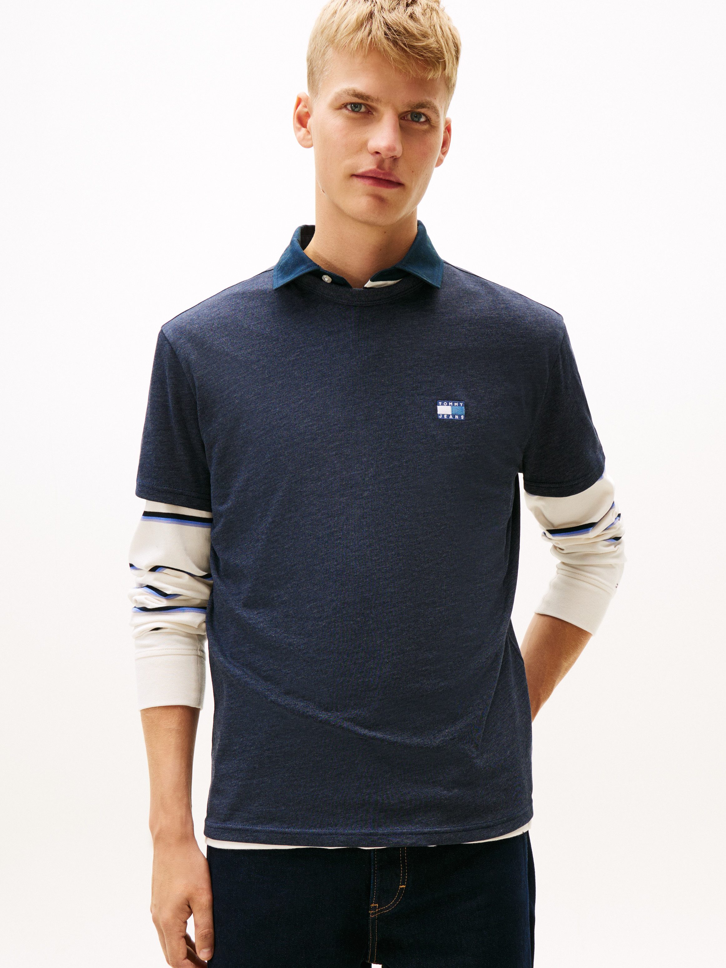 Tommy Jeans T-Shirt TJM REG BADGE Rundhals, Jersey, meliert, regular fit