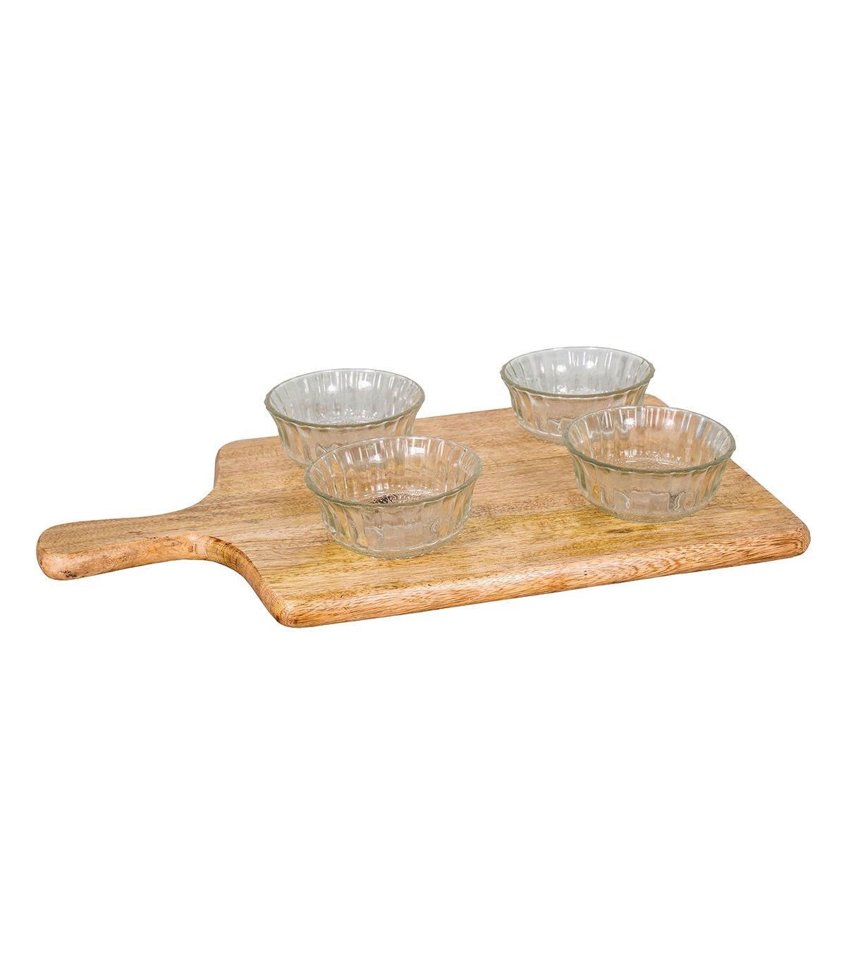 AnticLine Servier-Set Antic Line Servierbrett mit Glasschalen L 47,5cm, B 27cm SEB16906, Holz, Glas