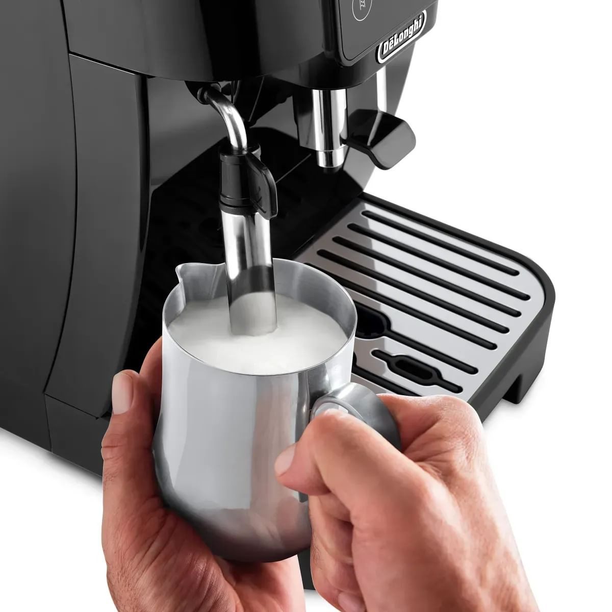 De'Longhi Kaffeevollautomat Magnifica Start Pop ECAM220.51.B - 5 Rezepte, Milchschaumdüse, schwarz, Intuitives Touch Bedienfeld, Iced Americano, einstellbares Aroma