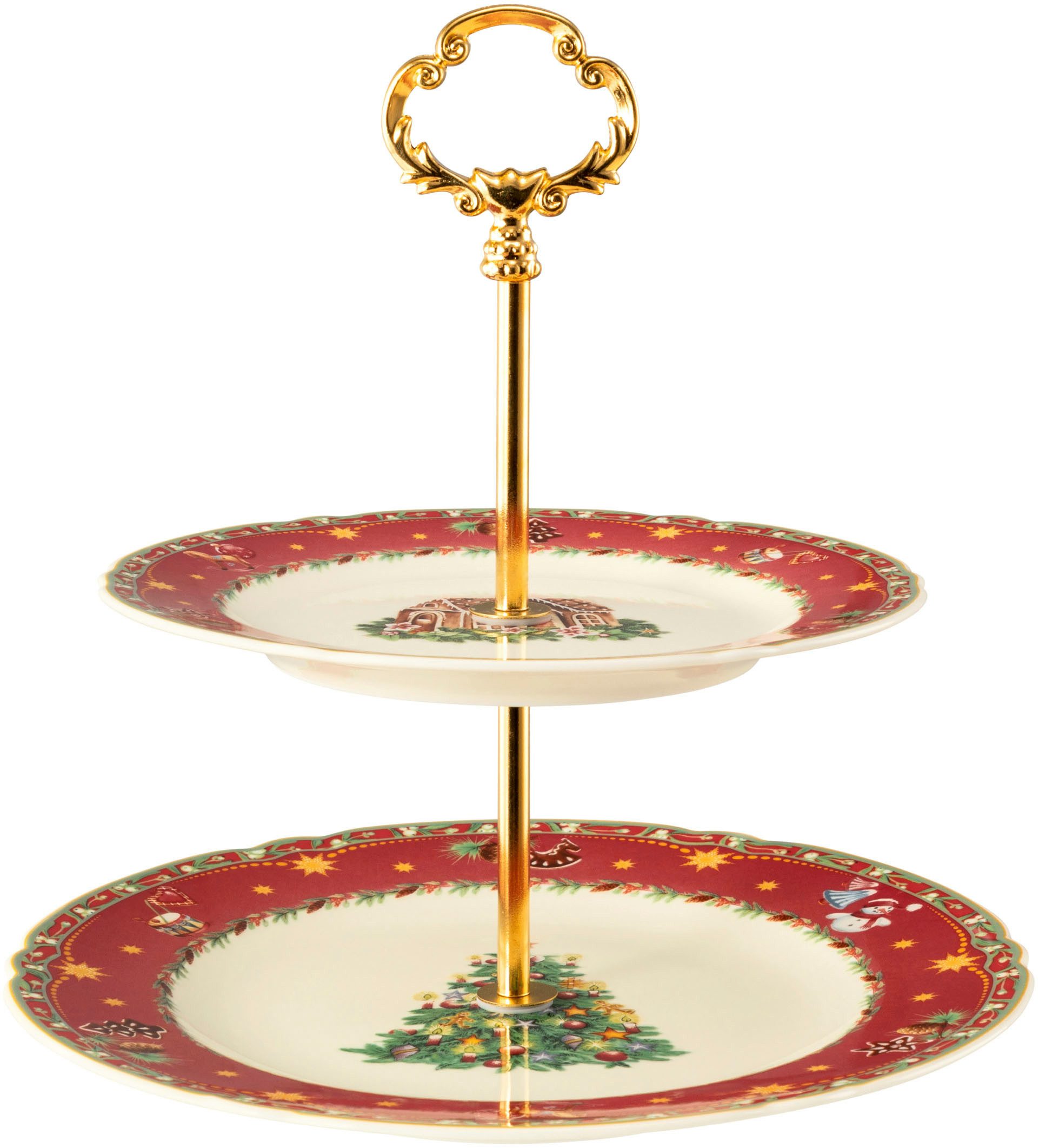 Seltmann Weiden Etagere Marieluise, 2-stufig, mit Weihnachtsmotiv, Porzellan, (1-tlg), Weihnachtsnostalgie