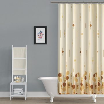 Ekershop Duschvorhang Textil Hel & Dunkel Braun Beige für Duschstange Breite 180 cm (inkl. Ringe), Höhe 200 cm, wasserabweisend, waschbar, bügelbar