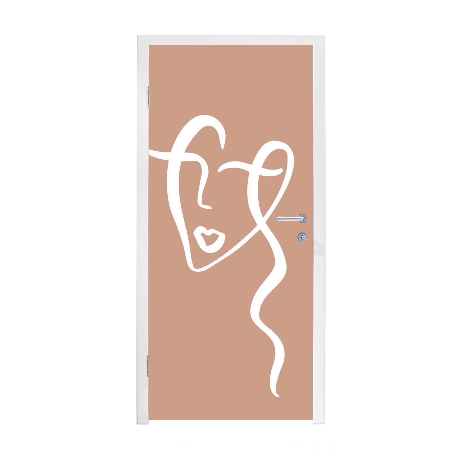 MuchoWow Türtapete Frau - - Abstrakt, für Fototapete St), bedruckt, (1 Gesicht Matt, cm Türaufkleber, Tür, 75x205