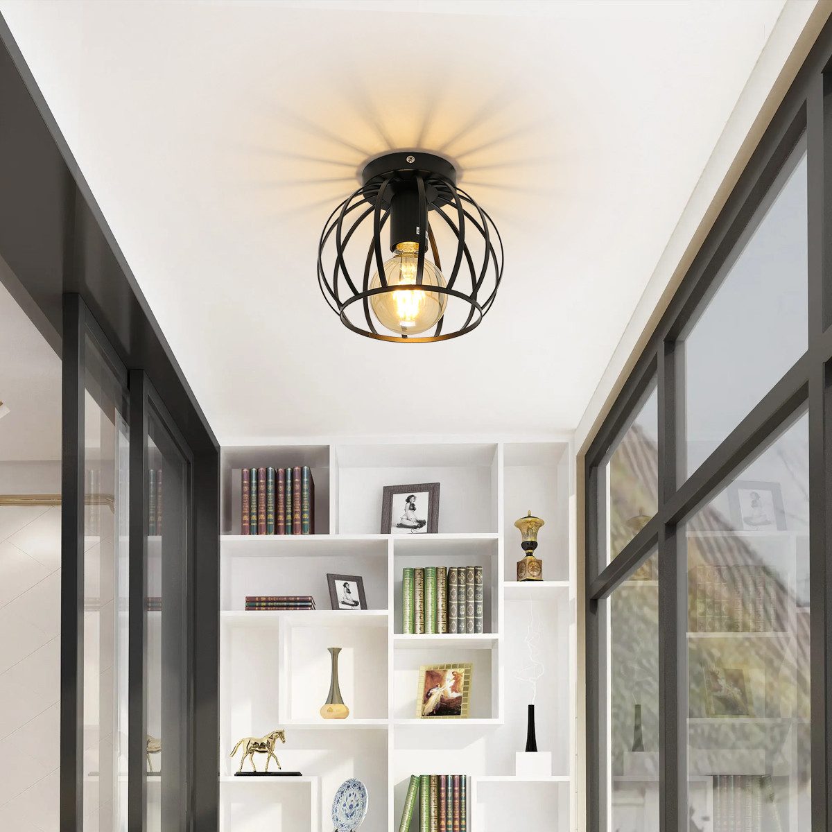 Riserva Dekolicht Schmiedeeiserne Deckenlampe, E27 Dekolampe, günstig online kaufen