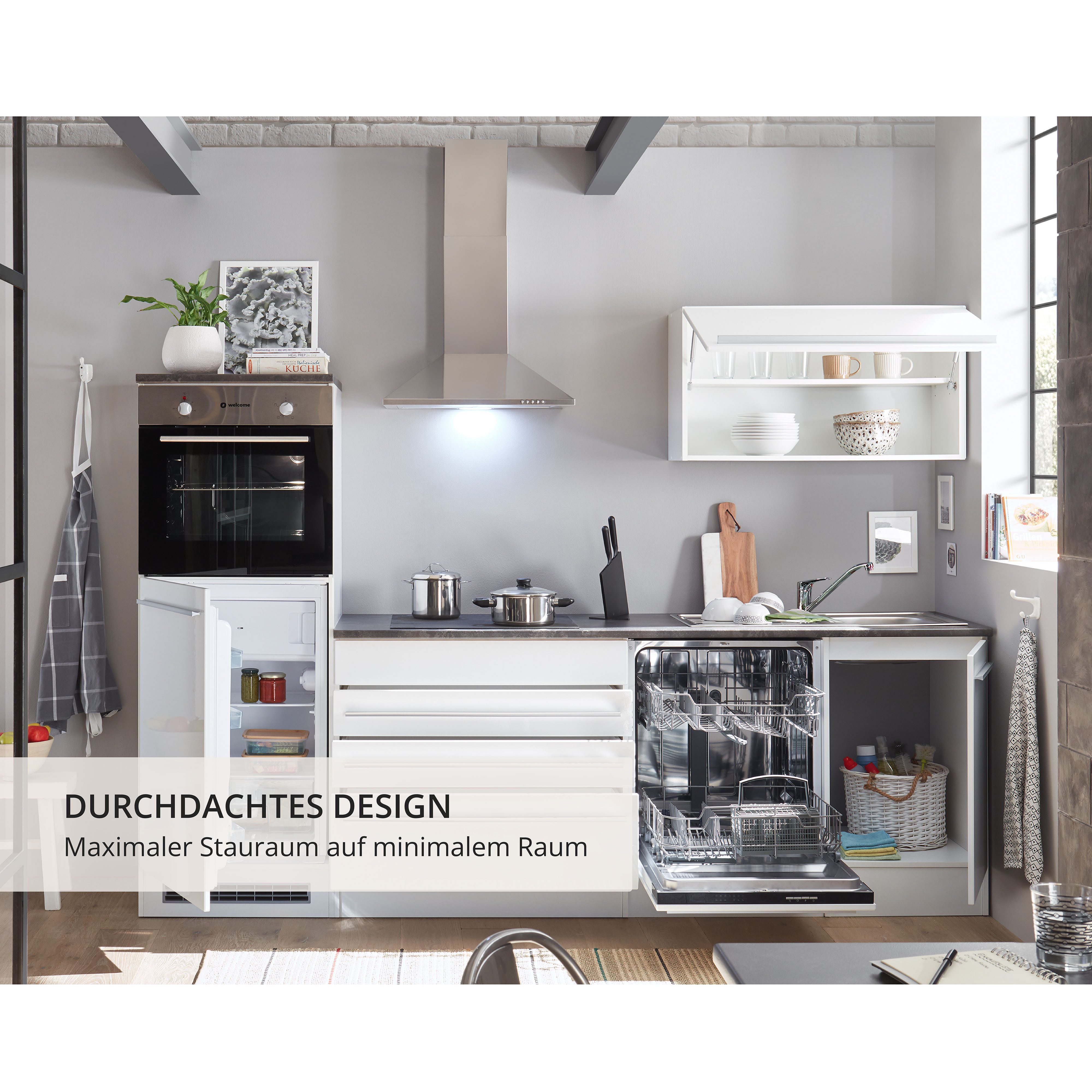 BASIC by Balculina Küchenzeile Jazz, Breite 260 cm, wahlweise mit E-Geräten