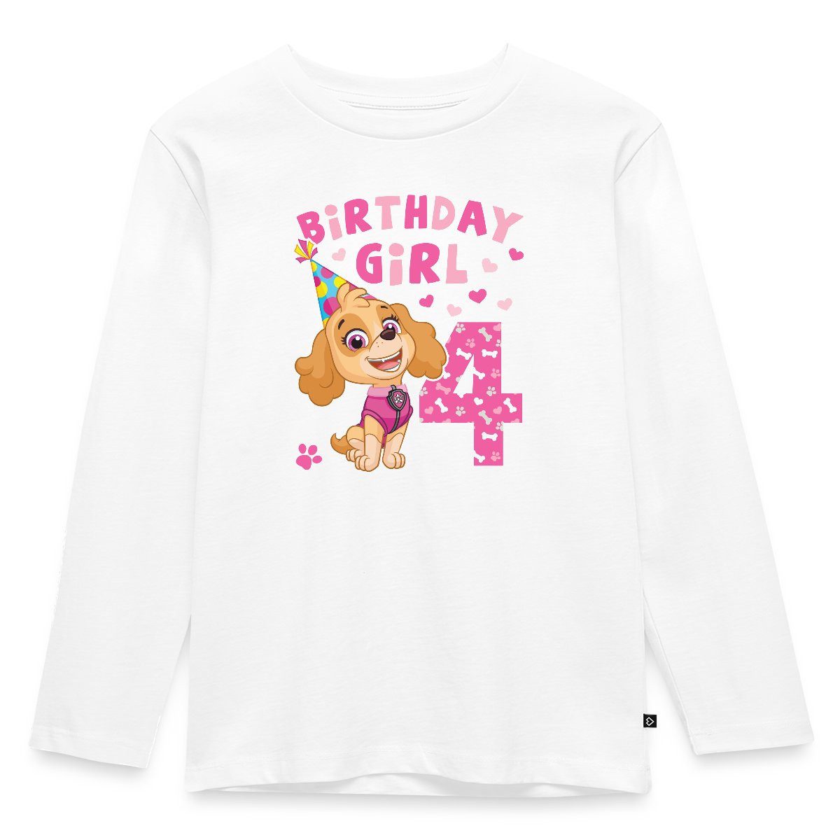T-Shirt Paw Patrol Geschenk 4 Jahre Alt 4. Geburtstag Skye Kinder Premium Lang