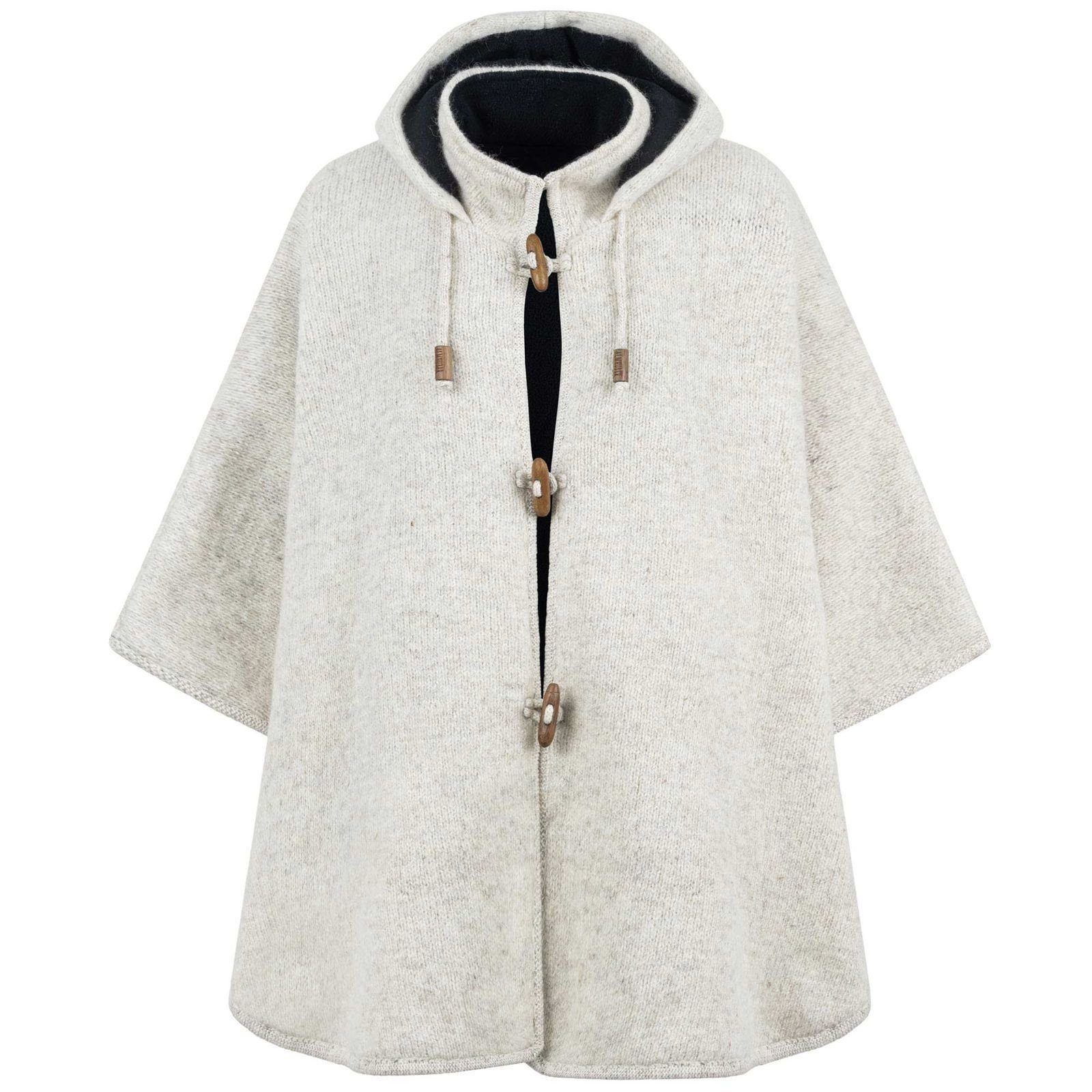 KUNST UND MAGIE Strickcape Strick Poncho+Kapuze Umhang Cape Strickjacke Wol günstig online kaufen