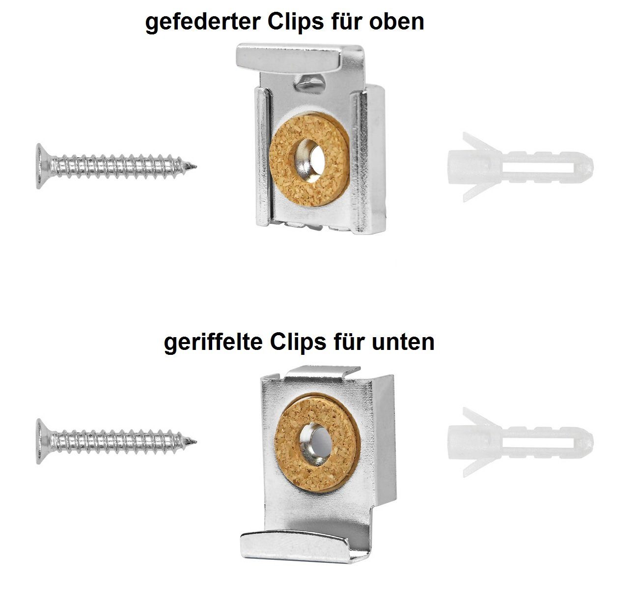 16 Spiegelclips Montageset – Mit Dübeln & Schrauben, Federbelastet, Für Ungerahmte Spiegel