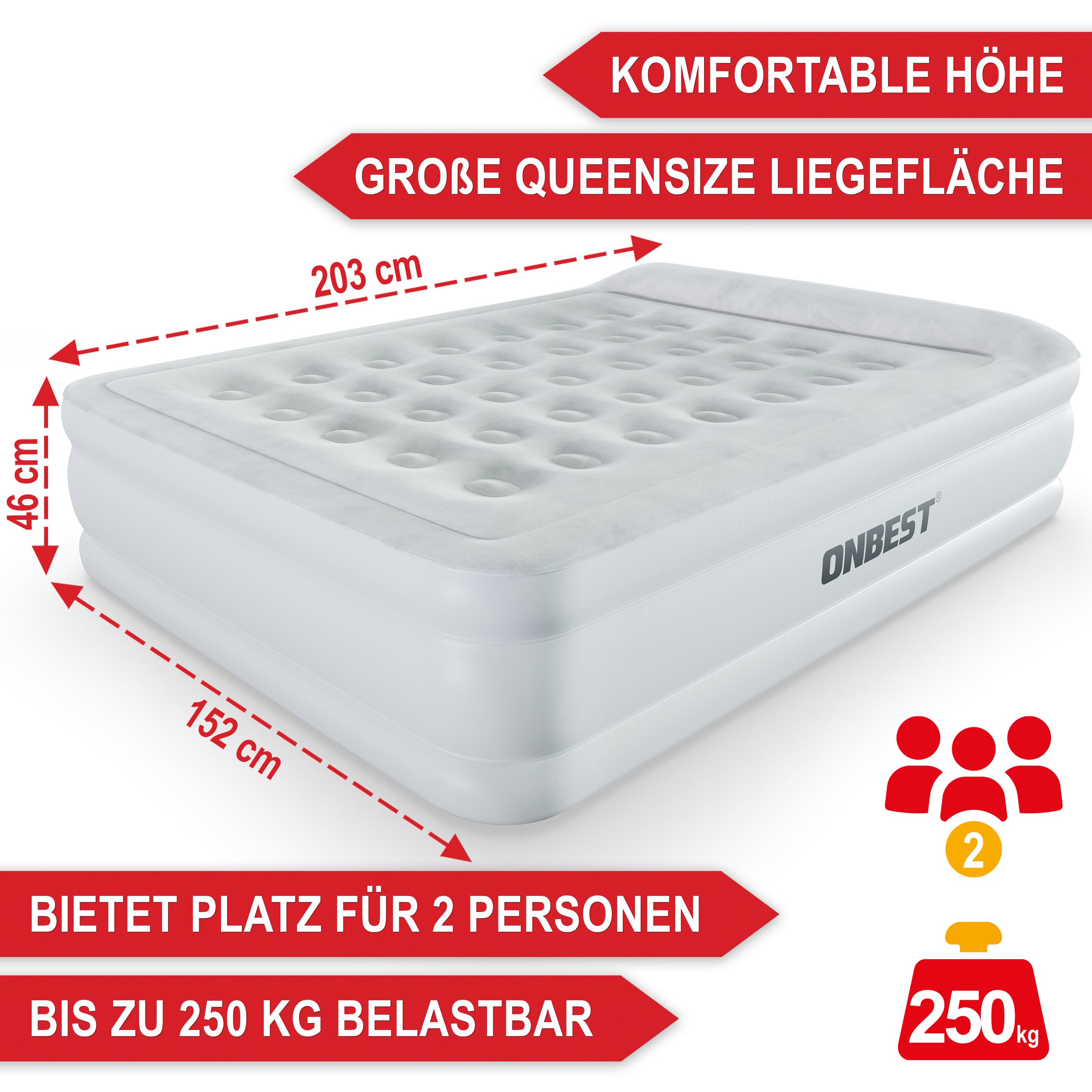 Onbest Luftbett mit elektrischer Luftpumpe und günstig online kaufen