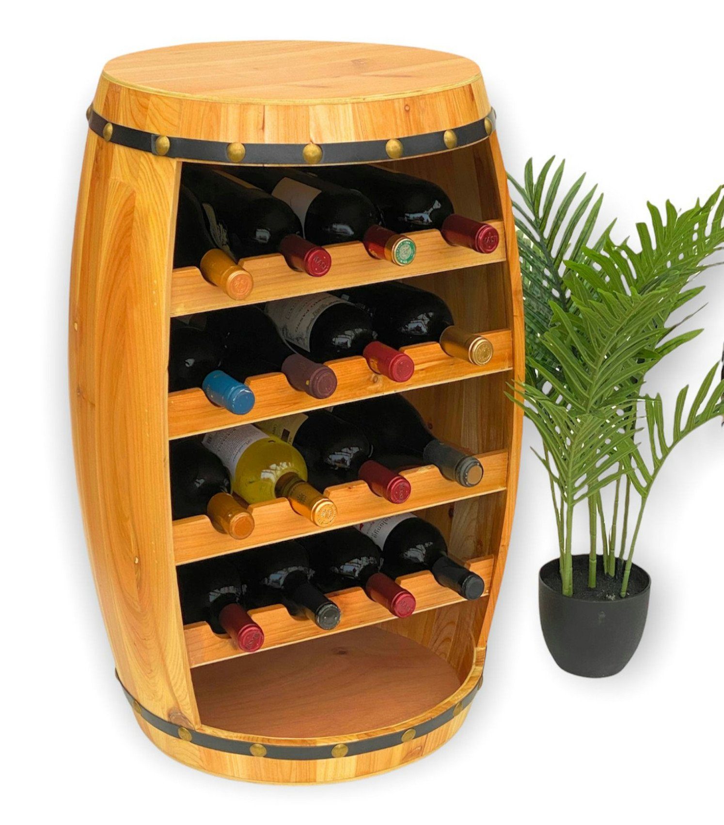 Weinregal Holz Weinfass Natur 70 cm 371 Bar Flaschenregal Flaschenständer Fass